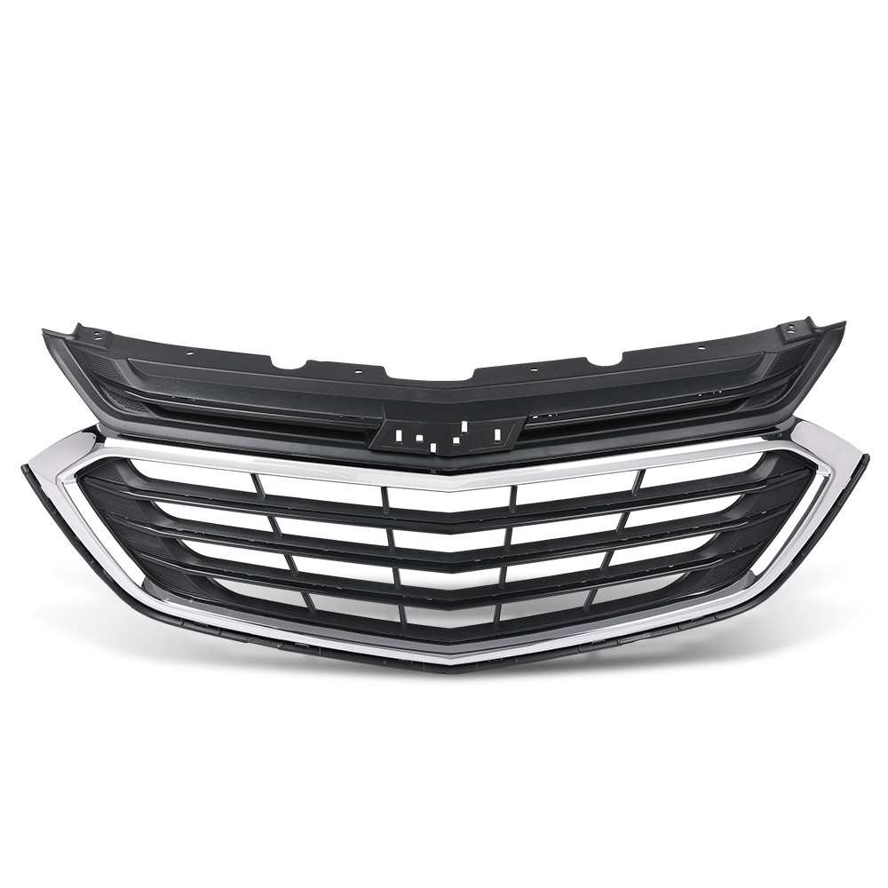Fit For 18-21 Chevrolet Equinox Front Bumper Upper Grille Grill w/ Chrome Trim