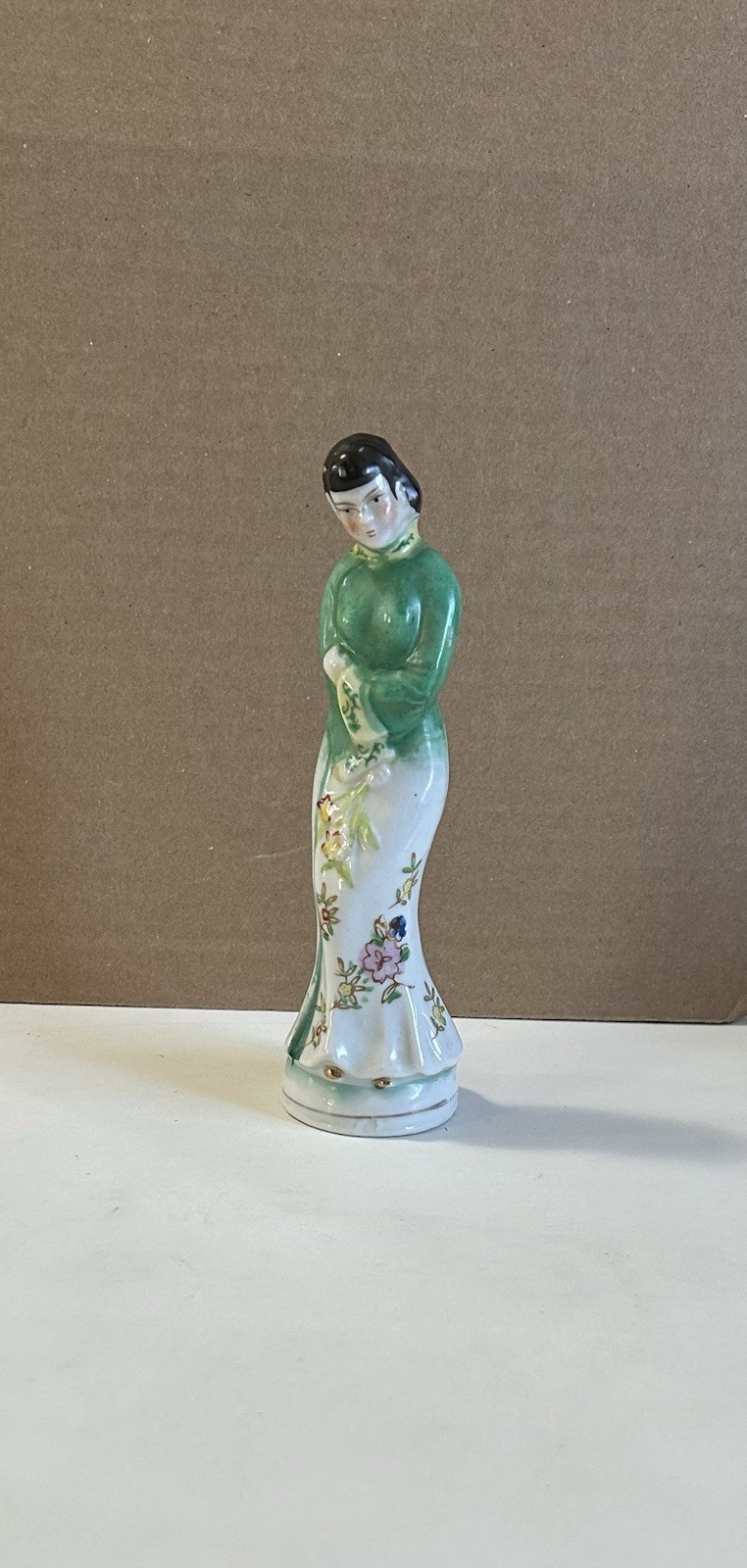 1940's Porcelain Hand Painted 7" Asian Geisha Woman Figurine Occupied Japan
