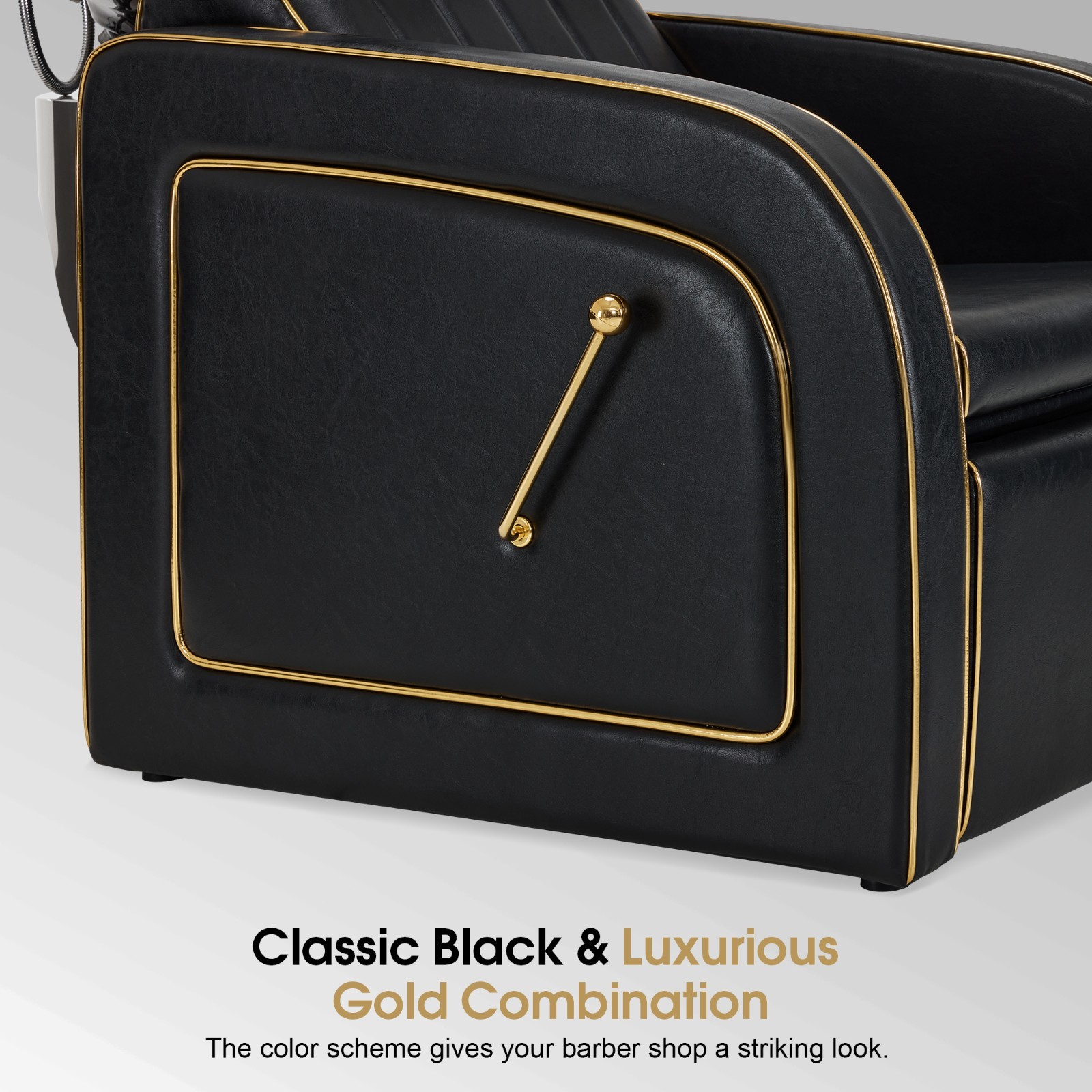 BarberPub Backwash Shampoo Station Chair, Salon Ceramic Hair Wash Bowl 9175