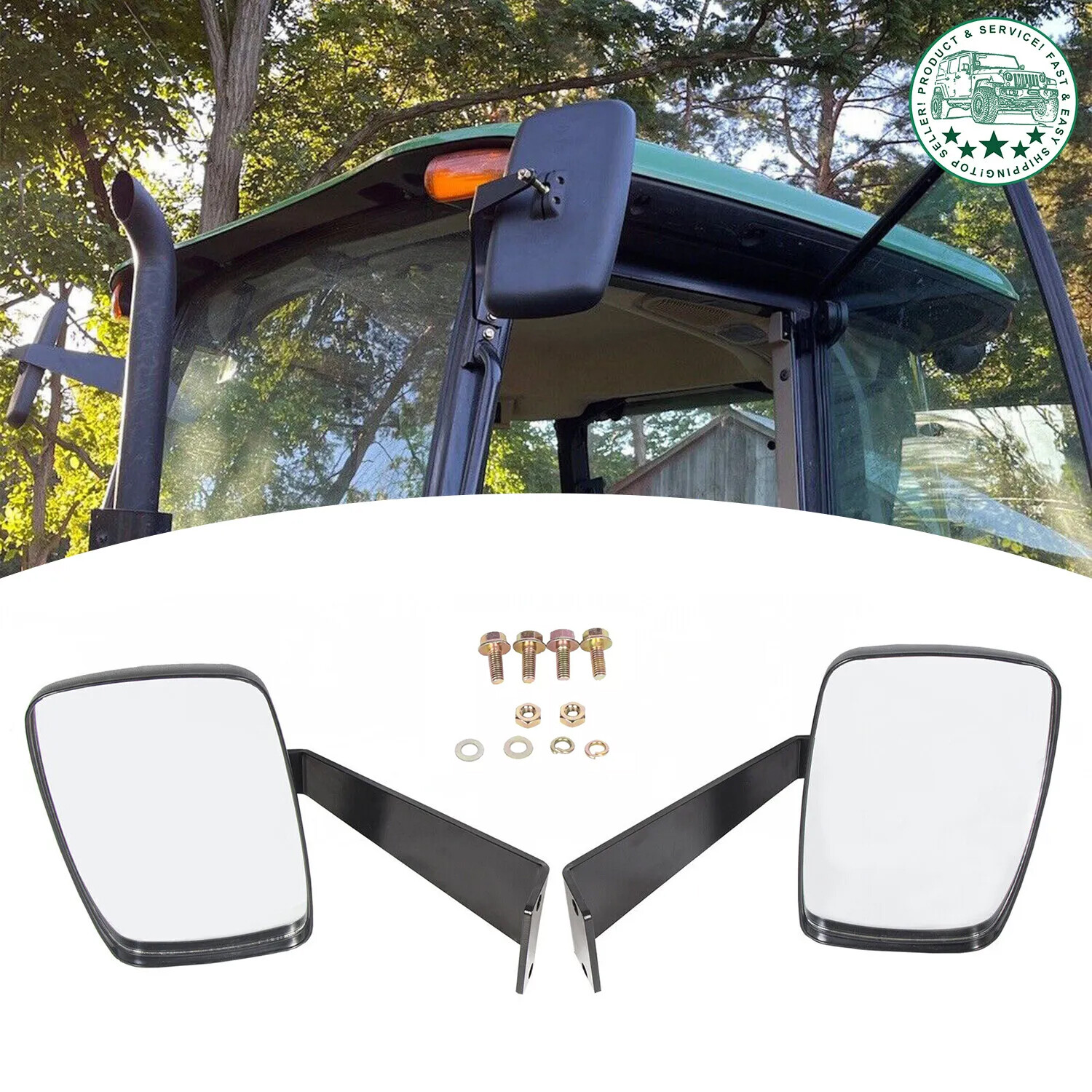 Left +Right Rearview Mirror Set Fit For John Deere 5000 & 6000 Series Tractors