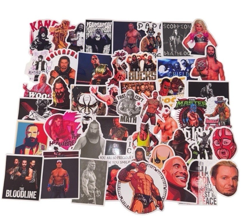 50 WWE Stickers For Car Laptop PVC Backpack Home Decal Pad Water
