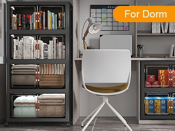 UAMFURI Extra Large Stackable Storage Bins with Lids & Wheels & Door Containers