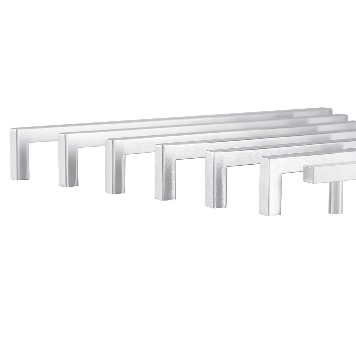 Square Brushed Nickel Cabinet Handles Kitchen Drawer Pulls Stainless Steel Knobs