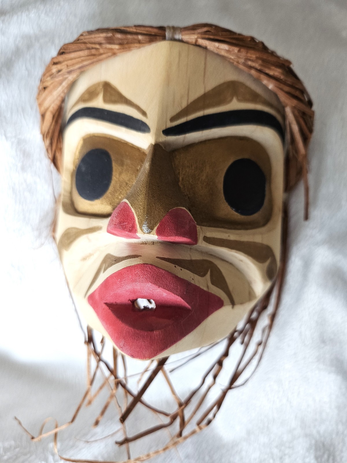 Northwest native American hand carved PAIR of Masks by Betty Joe, Indigenous art