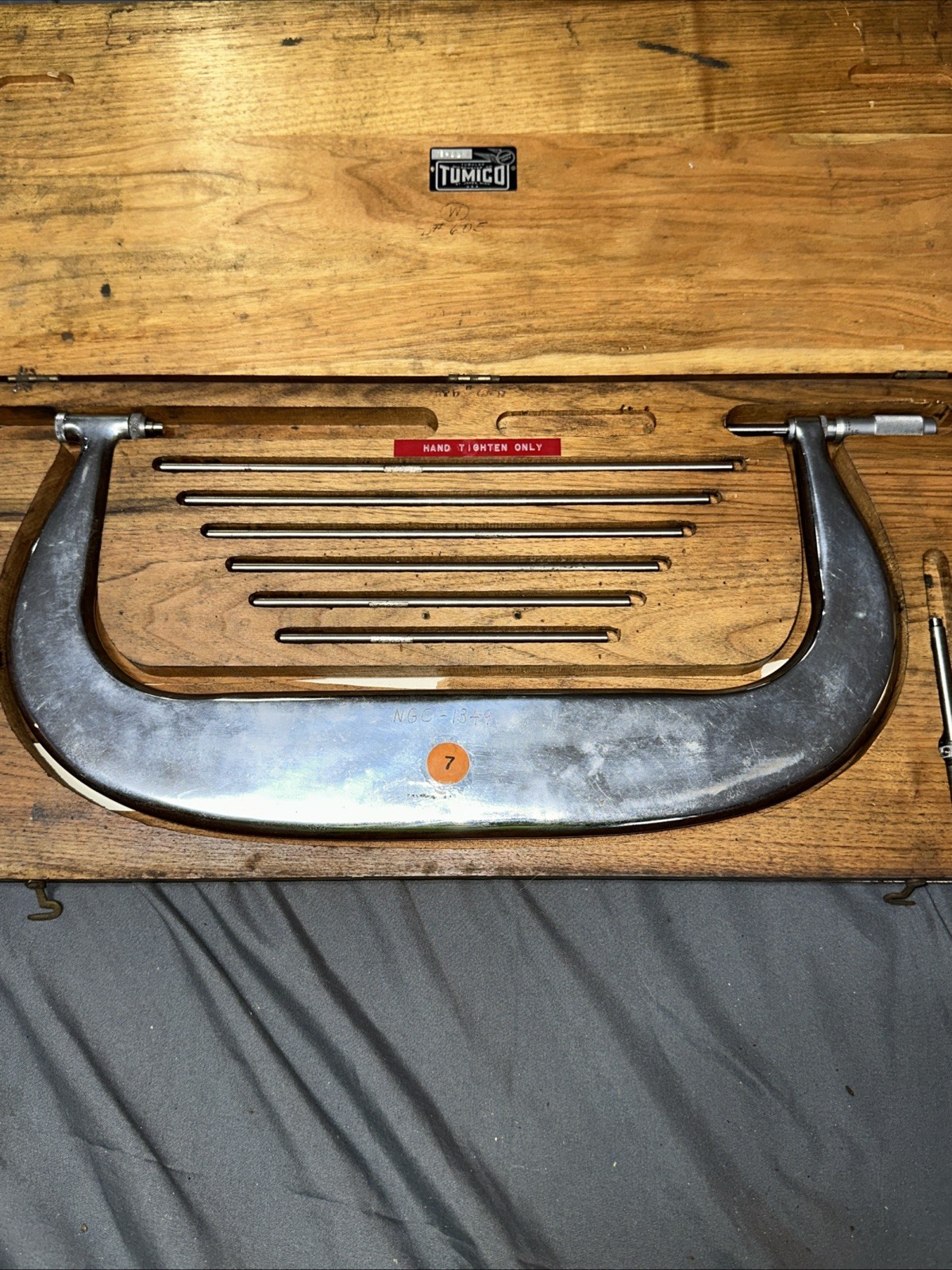 Scherr Tumico Outside Micrometer 6-12" Range .0001" Graduation Caliper Wood Box