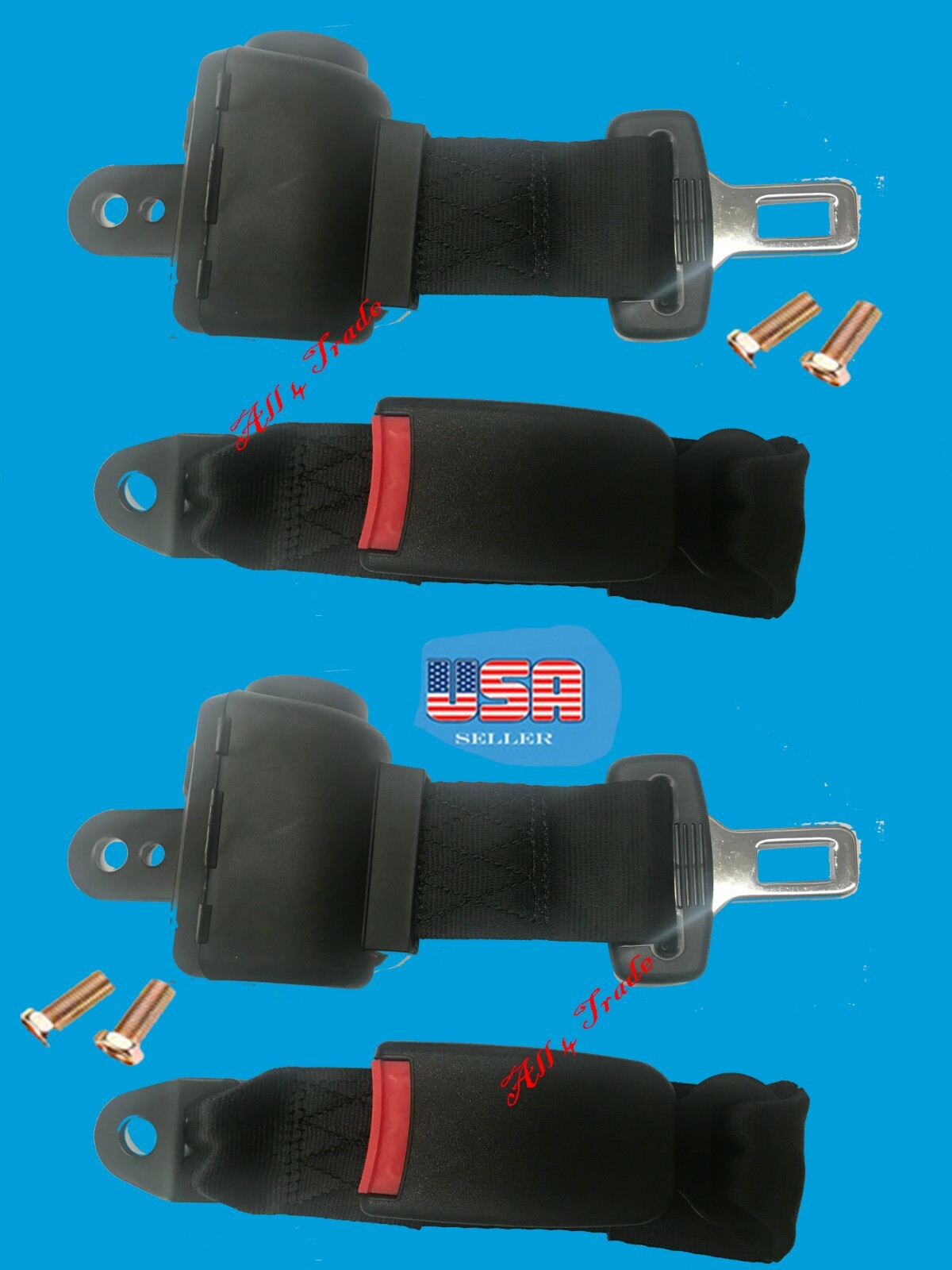 2 Universal Car Seat Belt Lap 2 Point Safety Travel Adjustable Retractable Auto