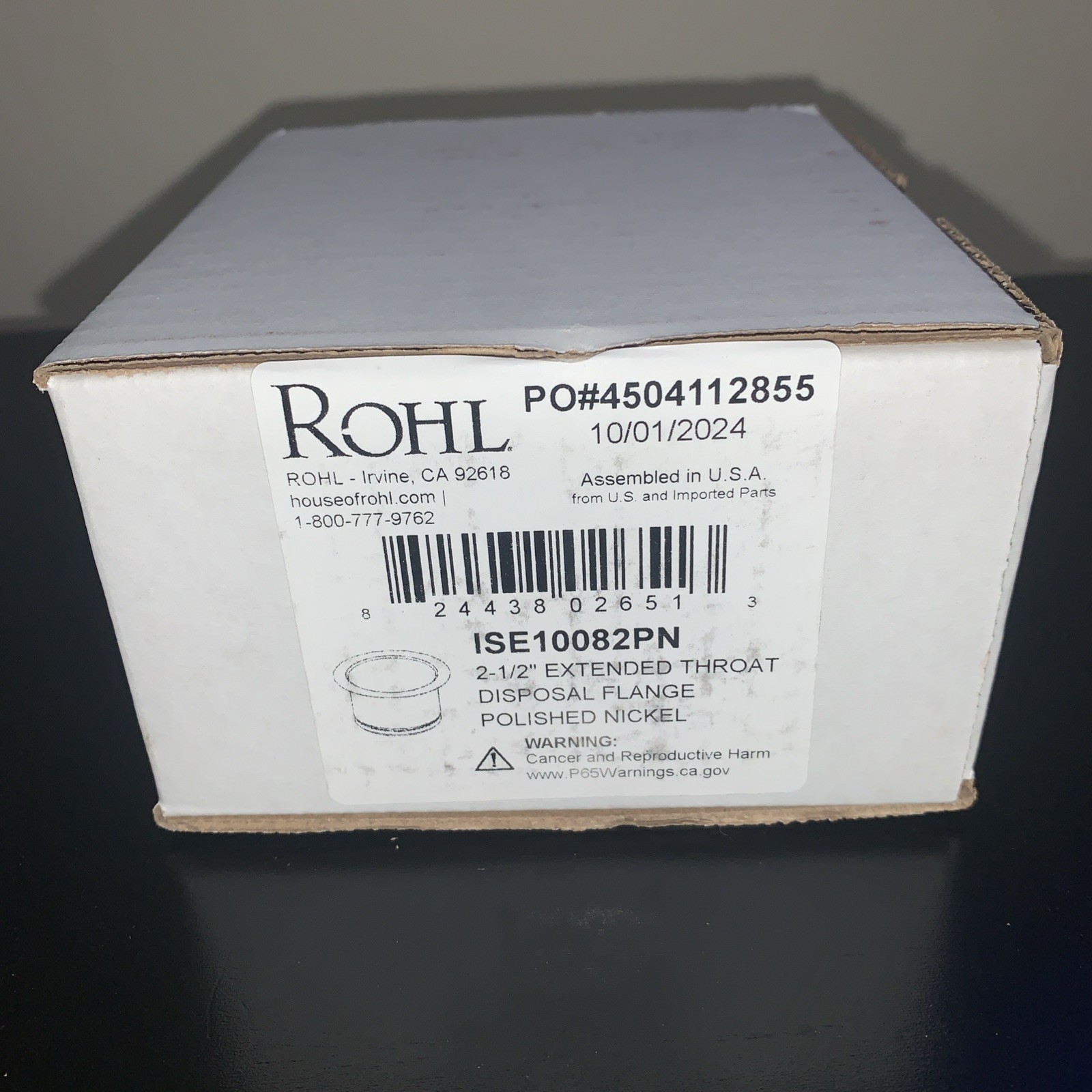 Rohl ISE10082PN  2 1/2" Extended Throat Disposal Flange -- Polished Nickel