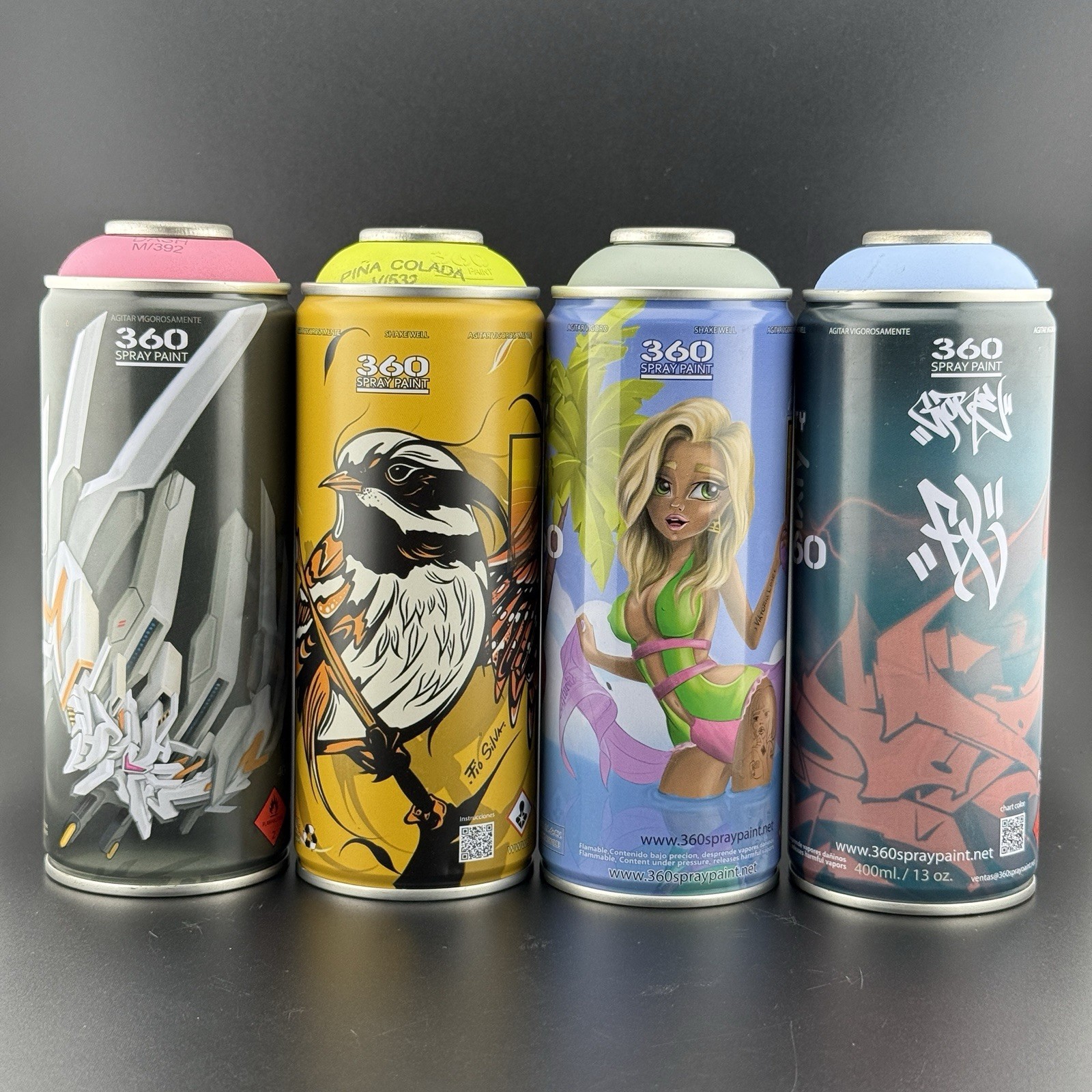 360 Spray Paint Artist Can Lot REAK Gore Fio Silva Viktoria Lamper 4 Cans