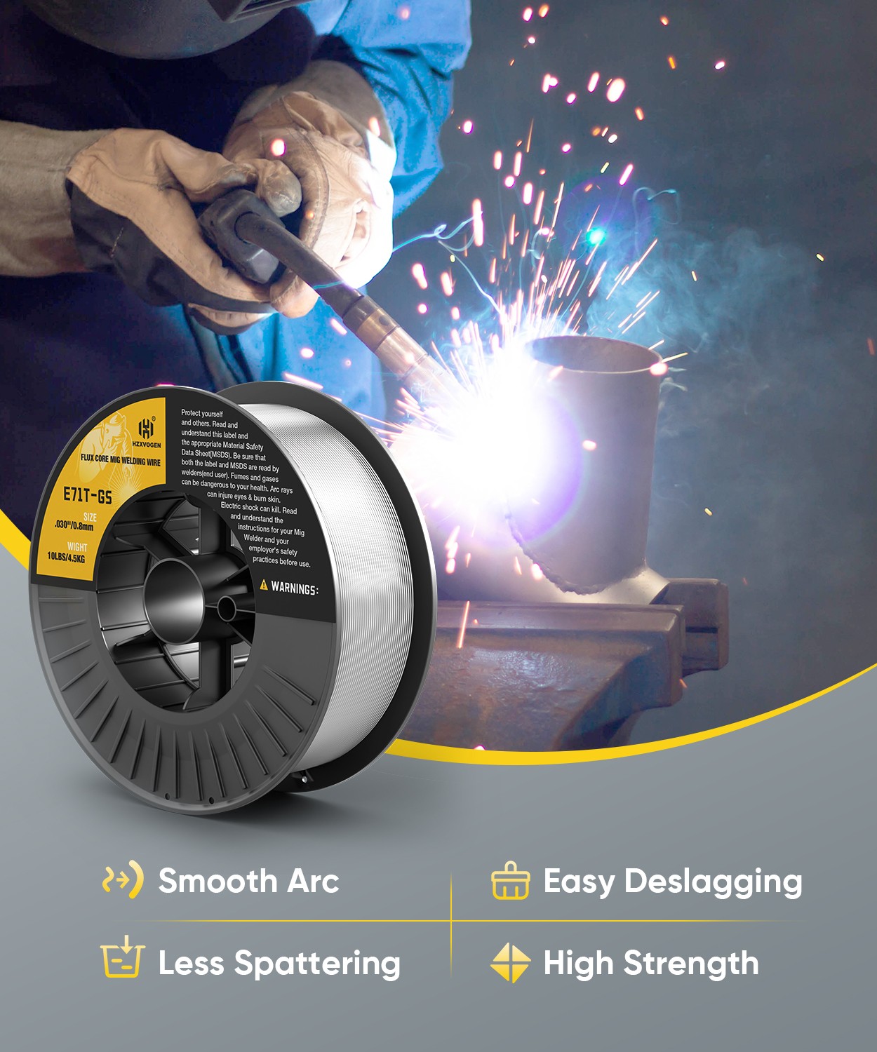 10lbs/0.030in Flux Core Welding Wire Flux Mig Welder Welding Wire Low Spatter US