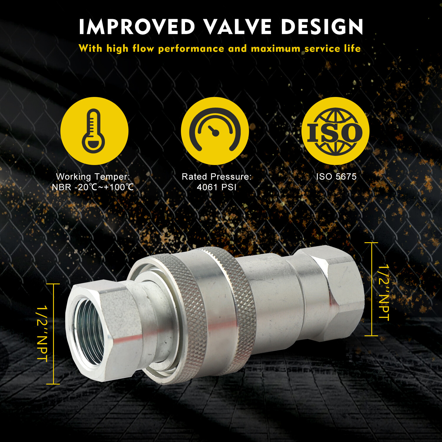 1/2" Ag Hydraulic Quick Connect Couplers Couplings, Ball Pioneer Style 2 Sets