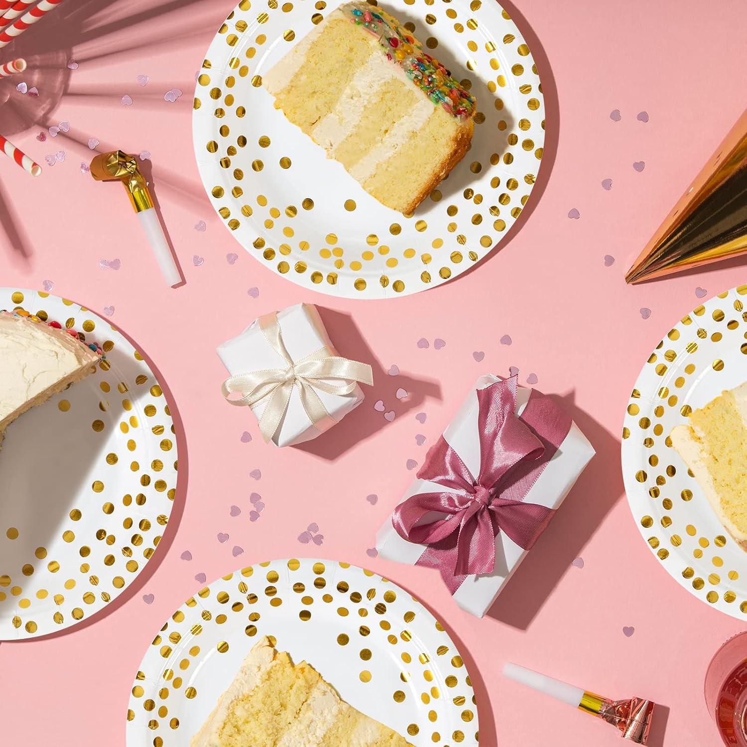 White and Gold Paper Plates Napkins Set 50 Pack for All