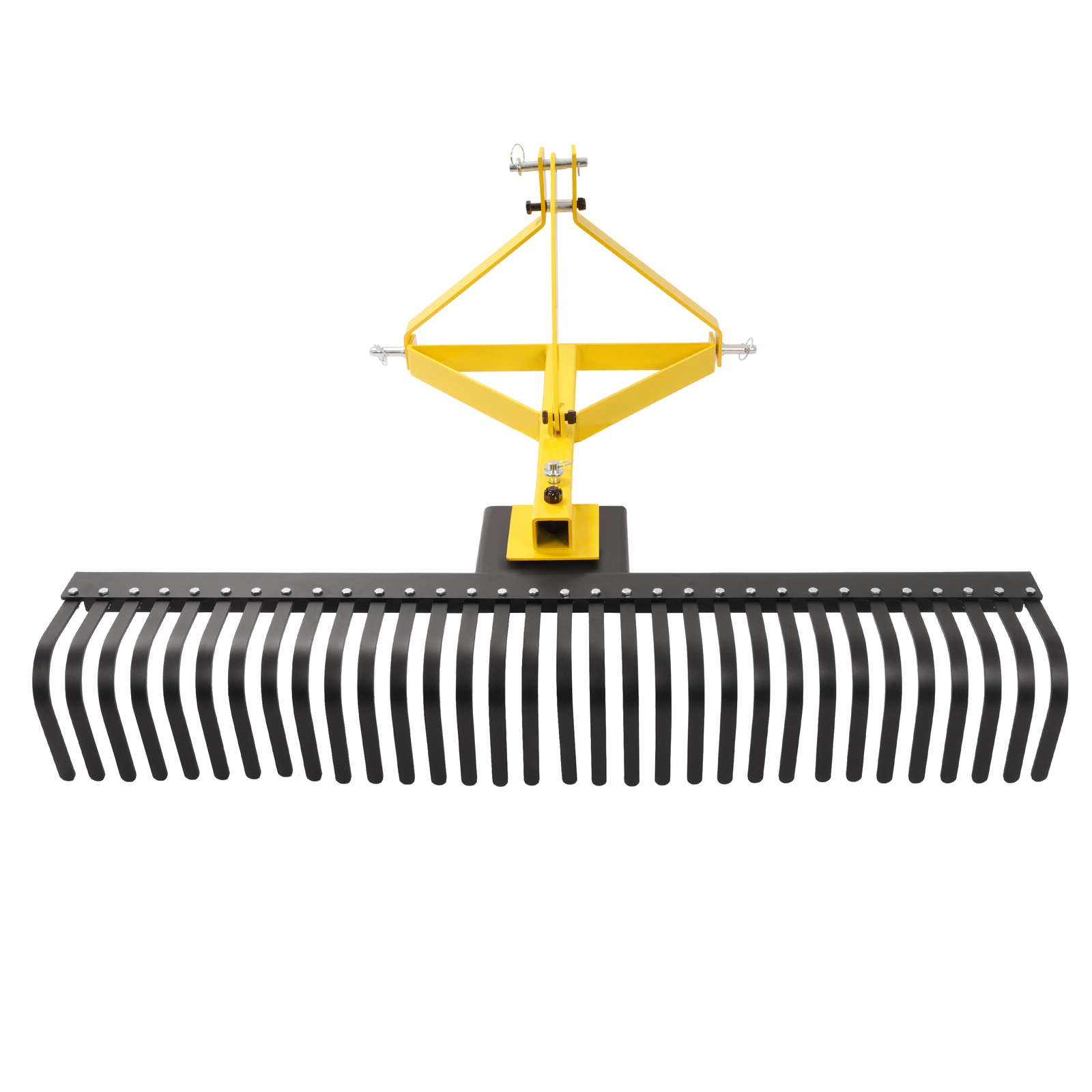 Yellow 3-Point Landscape Rock Rake Garden Tool For CAT 1 Tractors Hookup 5 FT