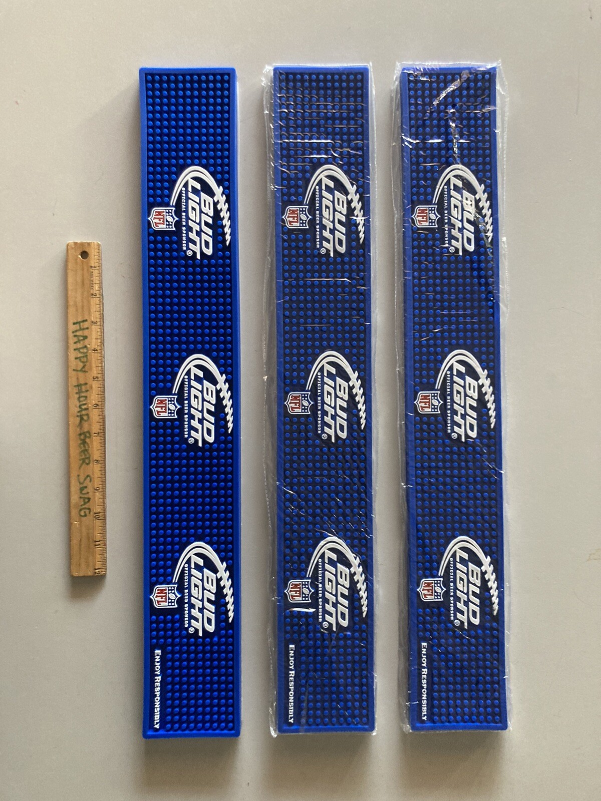 NEW (3) Bud Light NFL Football Beer Rubber Bar Spill Mat for tap Kegerator