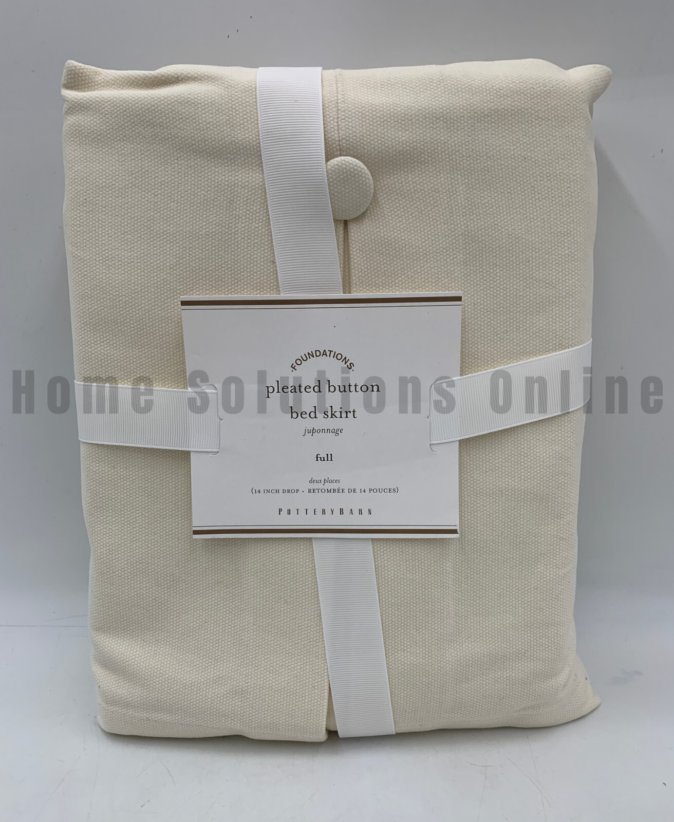 Pottery Barn Pleated Button Cotton Bed Skirt Full Natural Ivory 14" Drop #N406