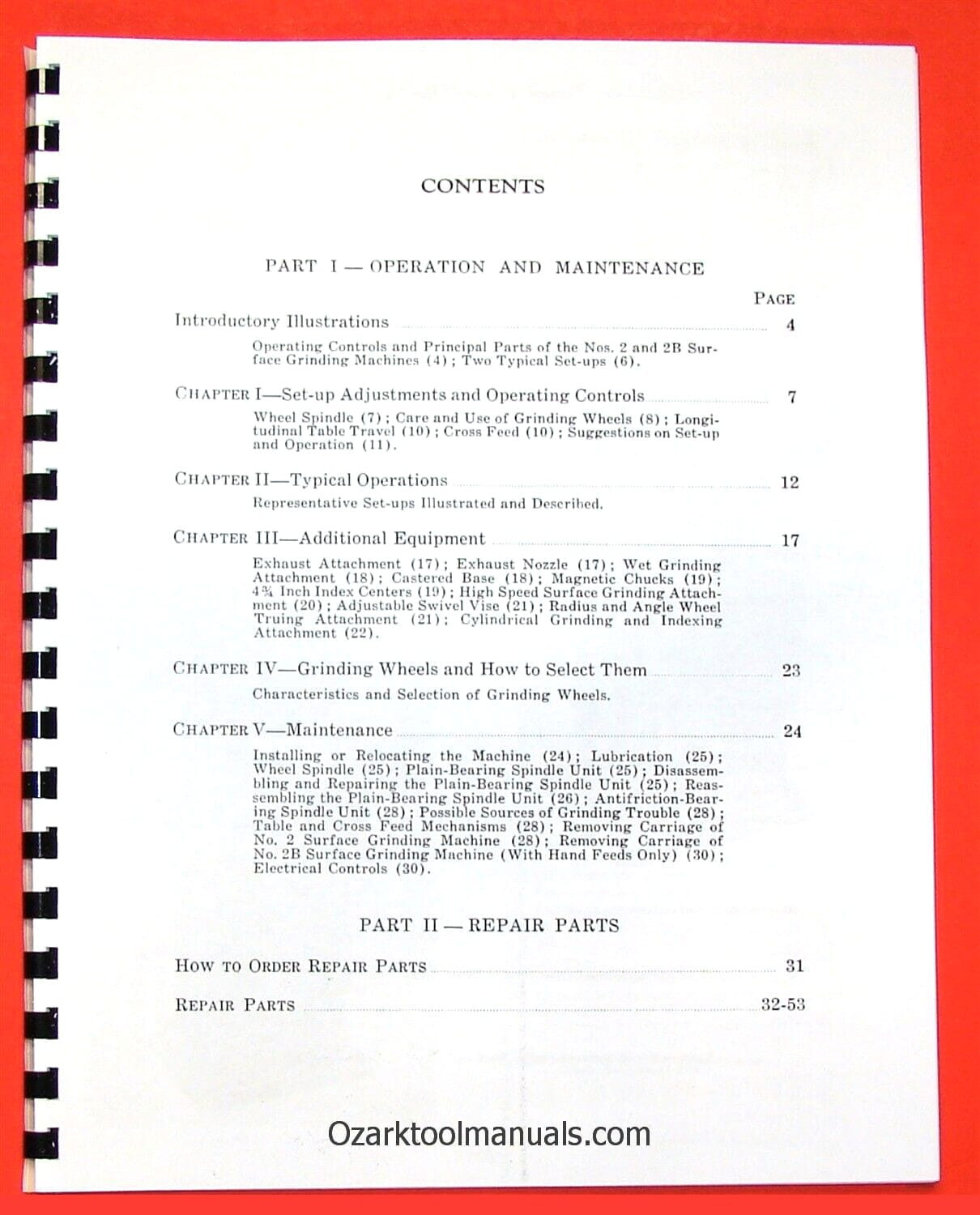 BROWN & SHARPE No. 2 & 2B Surface Grinder Owner Maintenance Parts Manual 0087