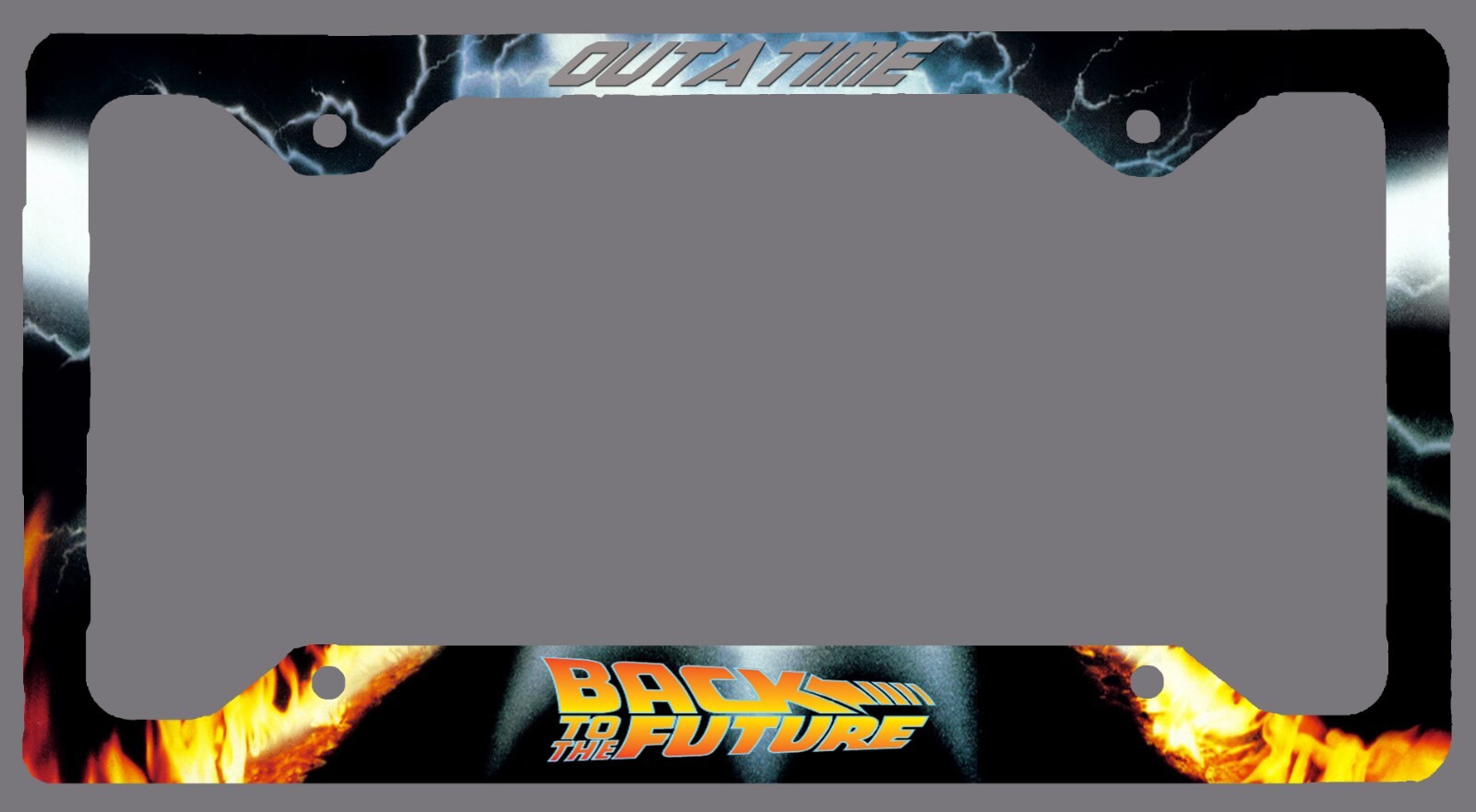 L@@K! Back to the Future License Plate Auto Tag Frame - OUTTA TIME Michael J Fox