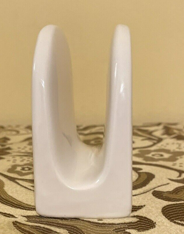 Napkin Holder Ceramic Tabletop White Black Text "Bon Appetit"