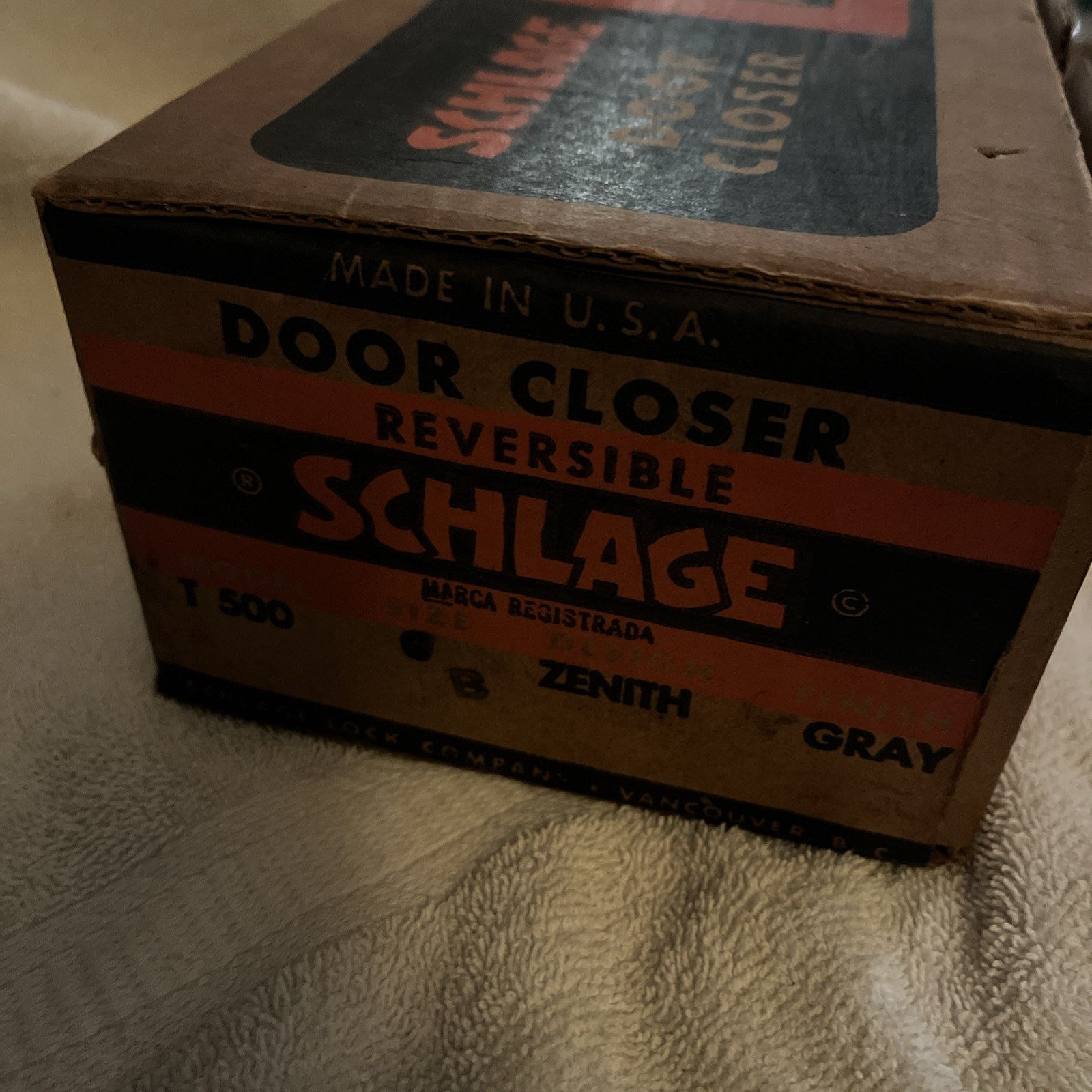 Vintage Schlage Heavy Duty Deadstock DOOR CLOSER In Original Box Zenith Gray
