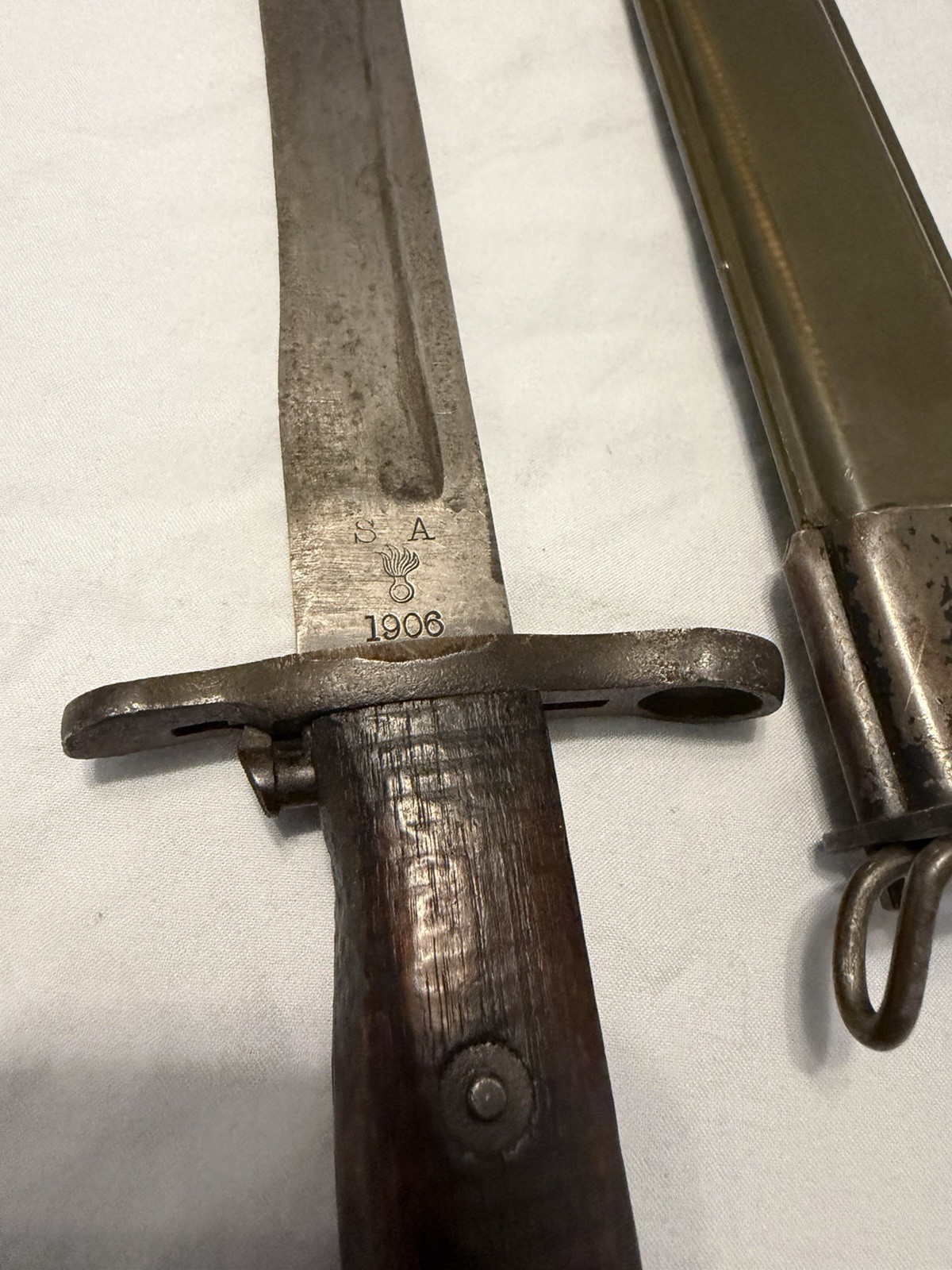 Original WWI WW1 US 1906 Springfield Armory Bayonet & Scabbard