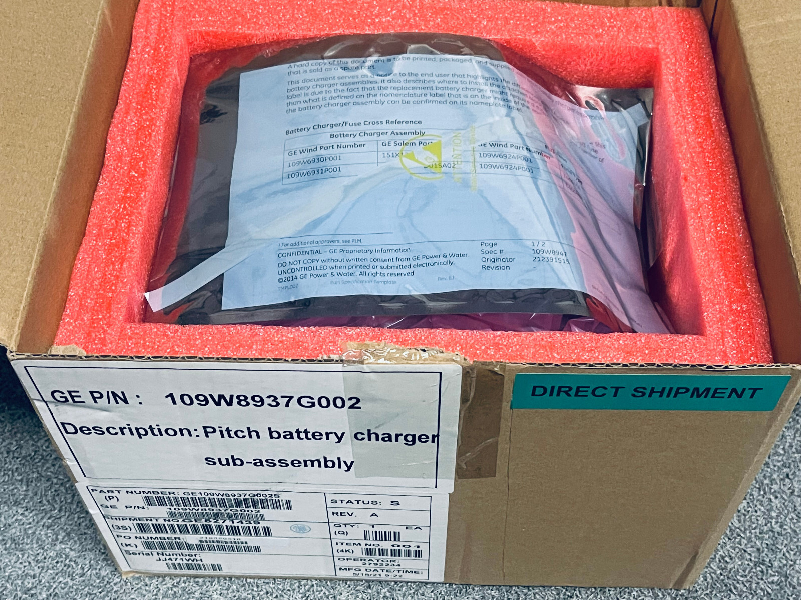 GE Power & Water 151X1233DD01SA02 Pitch Battery Charger Assembly 109W6931P001