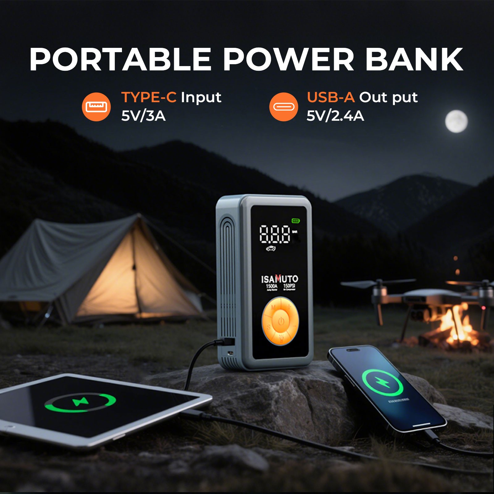 12000mAh 1500A Arrancador Cargador De Bateria Portatil Para Auto Carro Coche