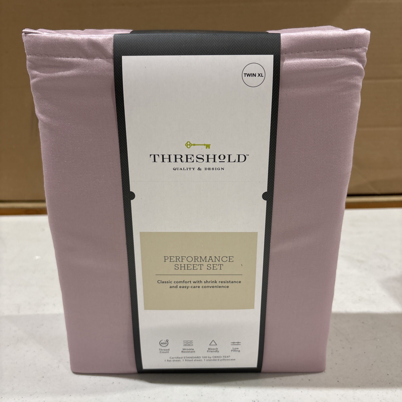 Twin XL 400 Thread Count Performance Sheet Set Rose Marble Threshold