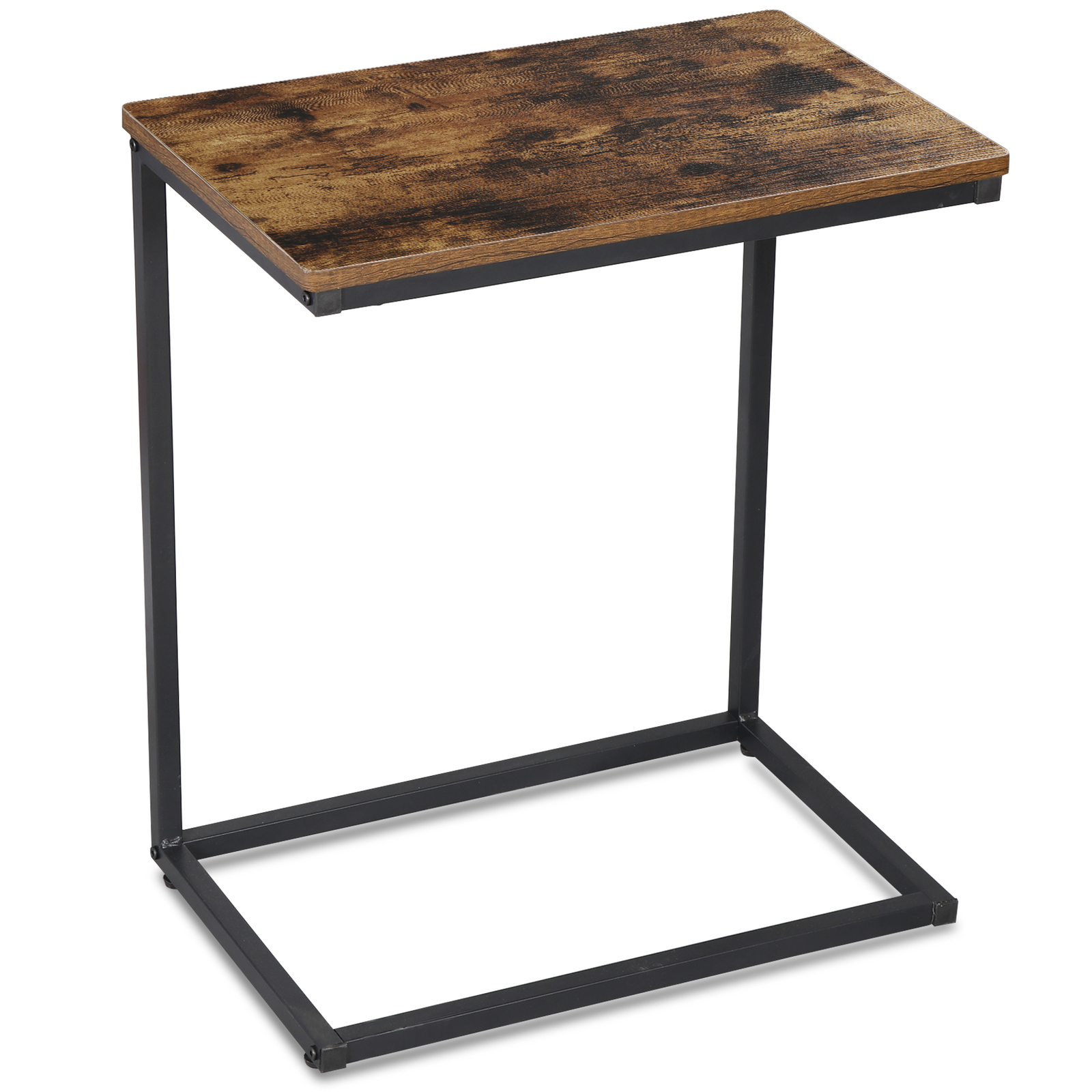 C Shaped End Table Small Side Couch Sofa Table with Metal Frame for Living Room