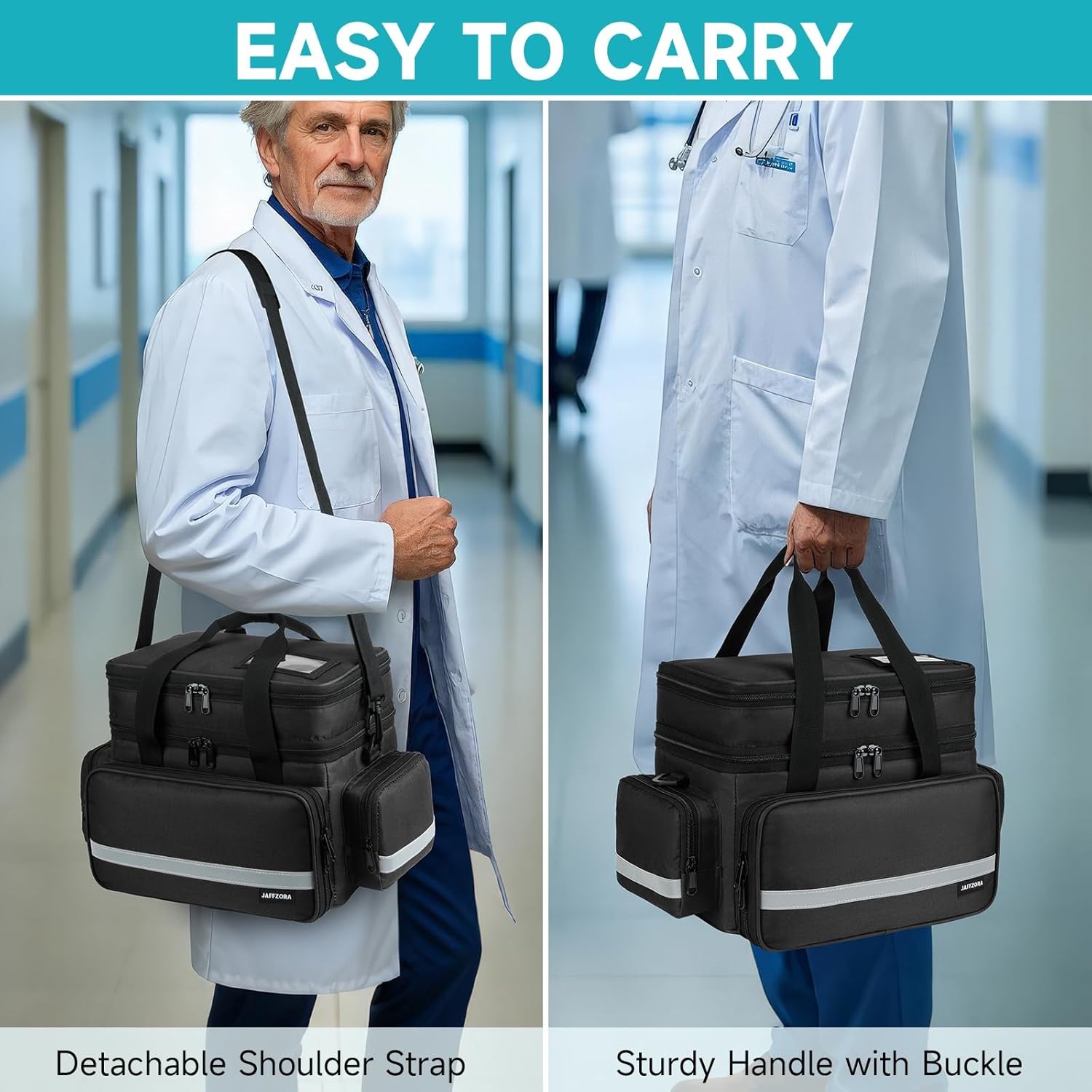 Large Pill Bottle Organizer, Double Layers Medicine Storage 2 LAYERS, BLACK