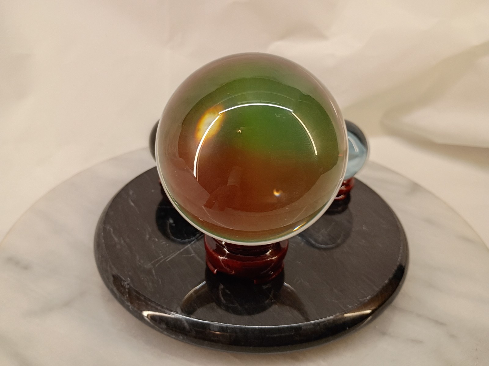 Lot Of 5 Glass Orbs Marbles With Stands And Marble Base Meditation Healing