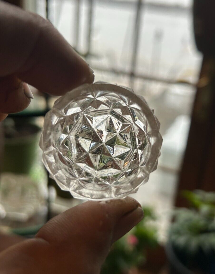 Antique Set of 6 Salt Cellars Dips Open Salt Dip Diamond Star Pattern 1.5"