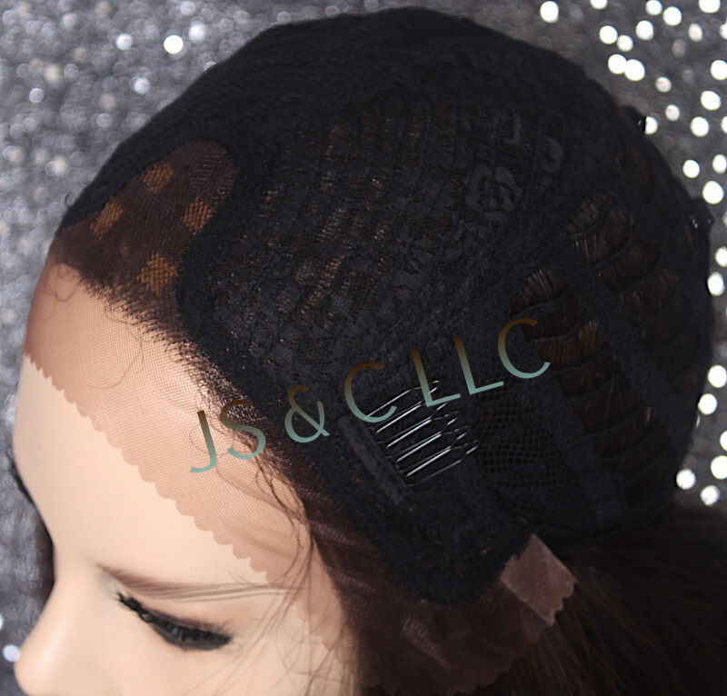 Long Straight Human Hair Blend Mono Top Full Lace Front Wig Brown mix 4-27 WBDL