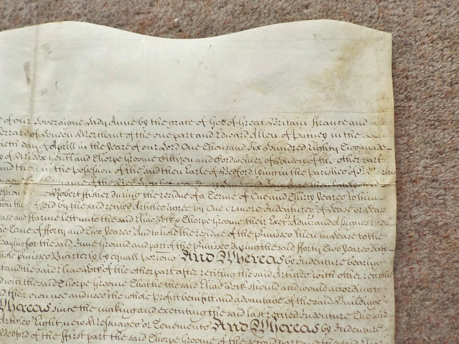 1709 London Covent Garden Drury Lane Vellum Deed Indenture + extra Document