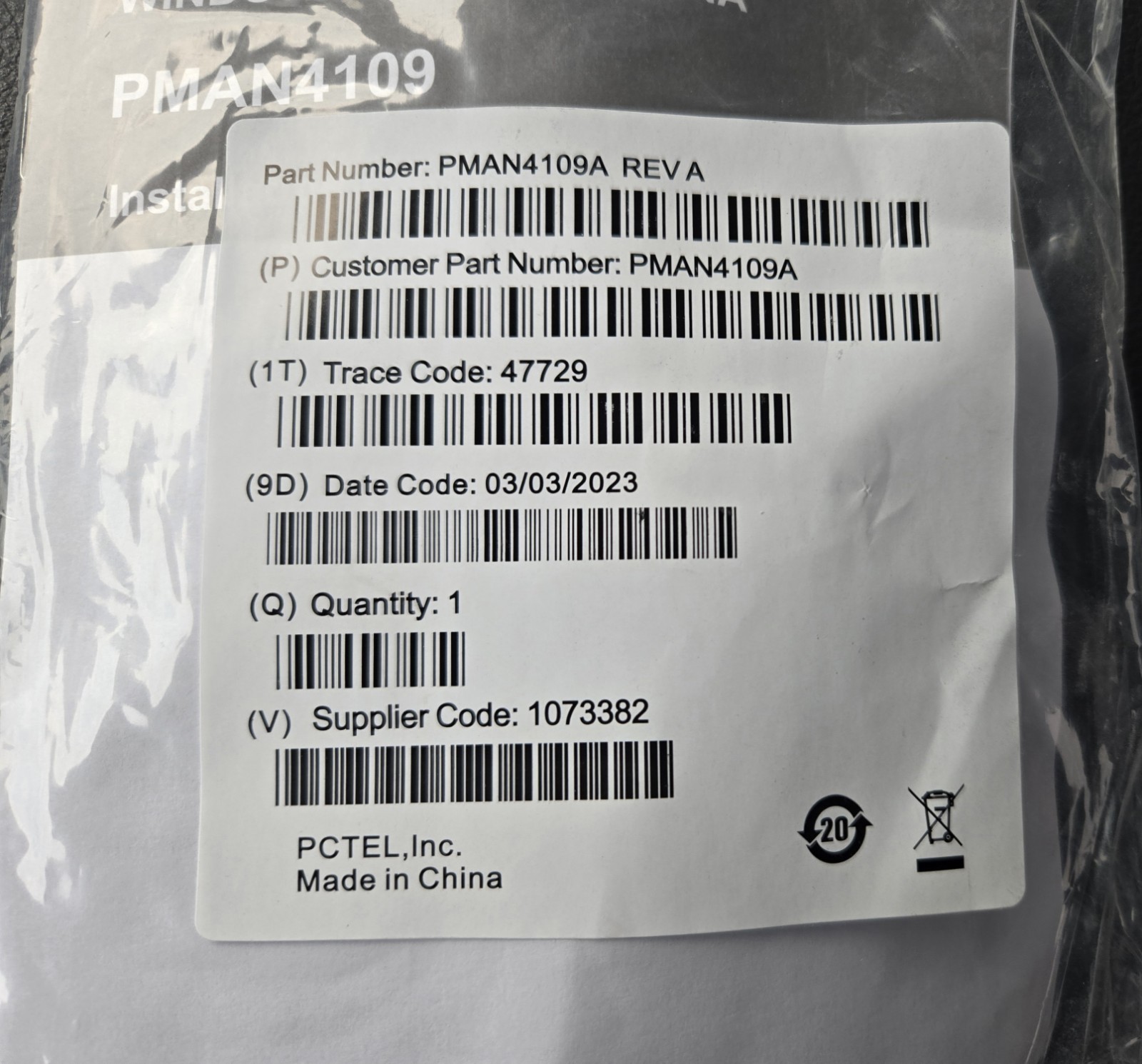 Motorola PMAN 4109A Covery GNSS Window Mount Antenna