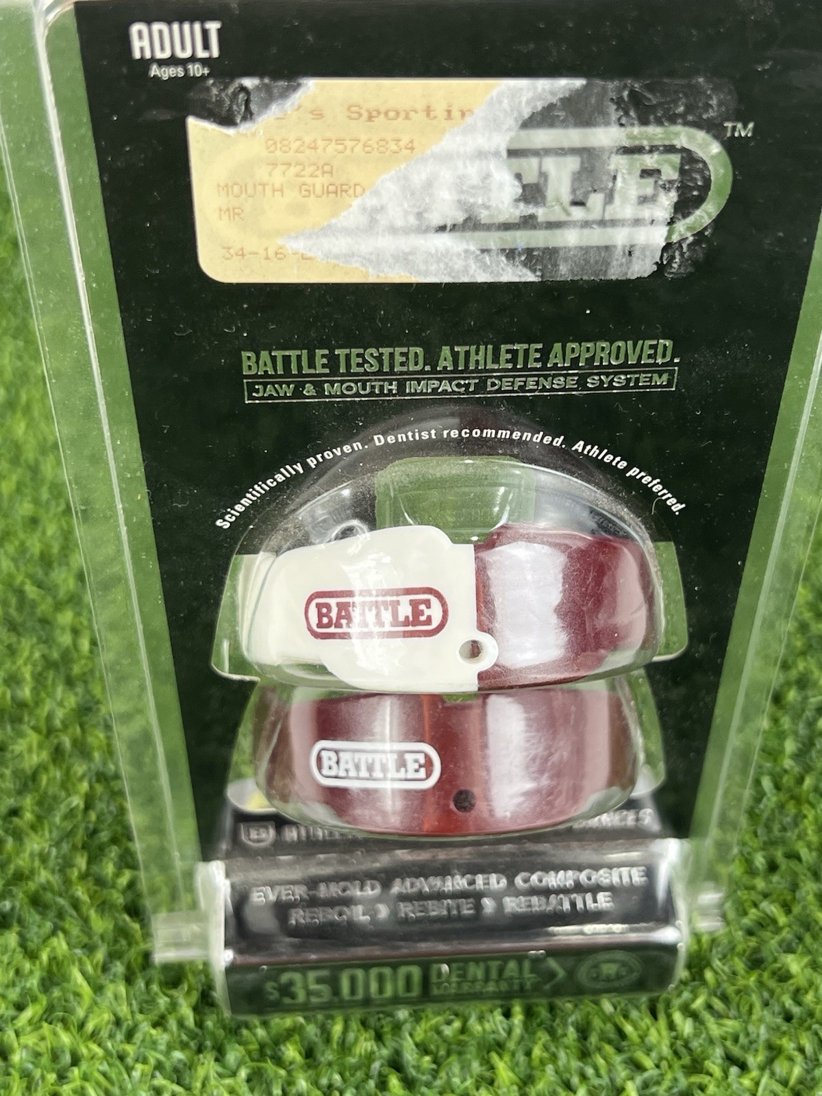 Battle Mouthguard Adult 10+ Ever Mold Composite 2 Pack Easy Clip Straps Maroon