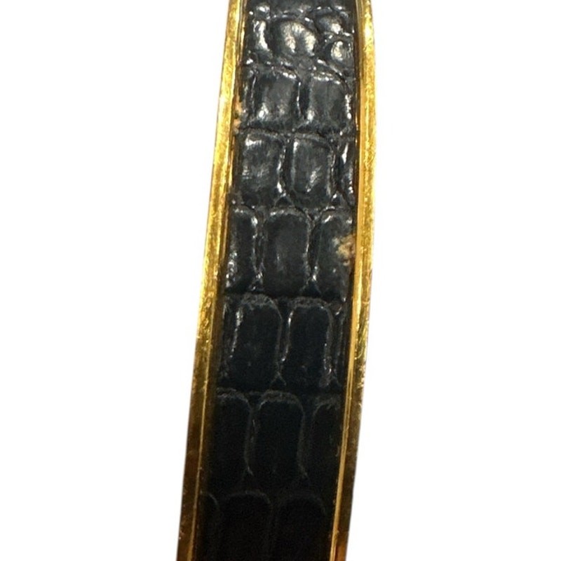 105. Hermes Lizard Kelly Lock Black & Gold Bangle