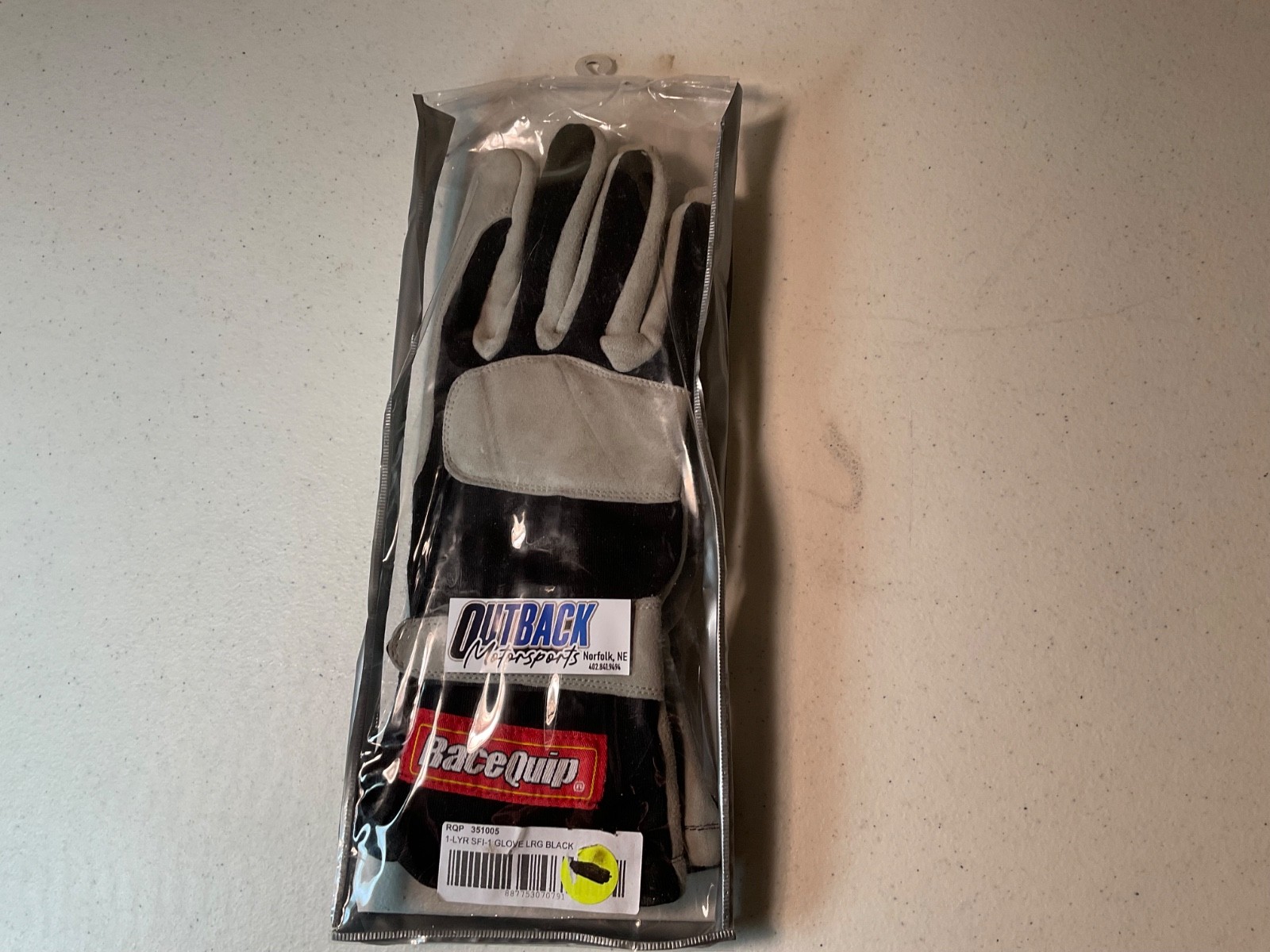 RaceQuip 351005 351 Series Driving Gloves - SFI 3.3/1 - Black/Gray- Large IMCA