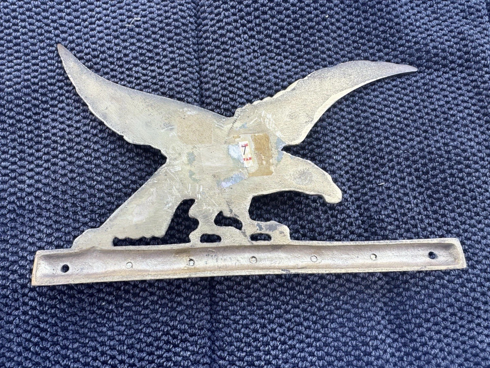Vintage Solid Brass Eagle Five Hook Key Holder Wall Plaque Mount