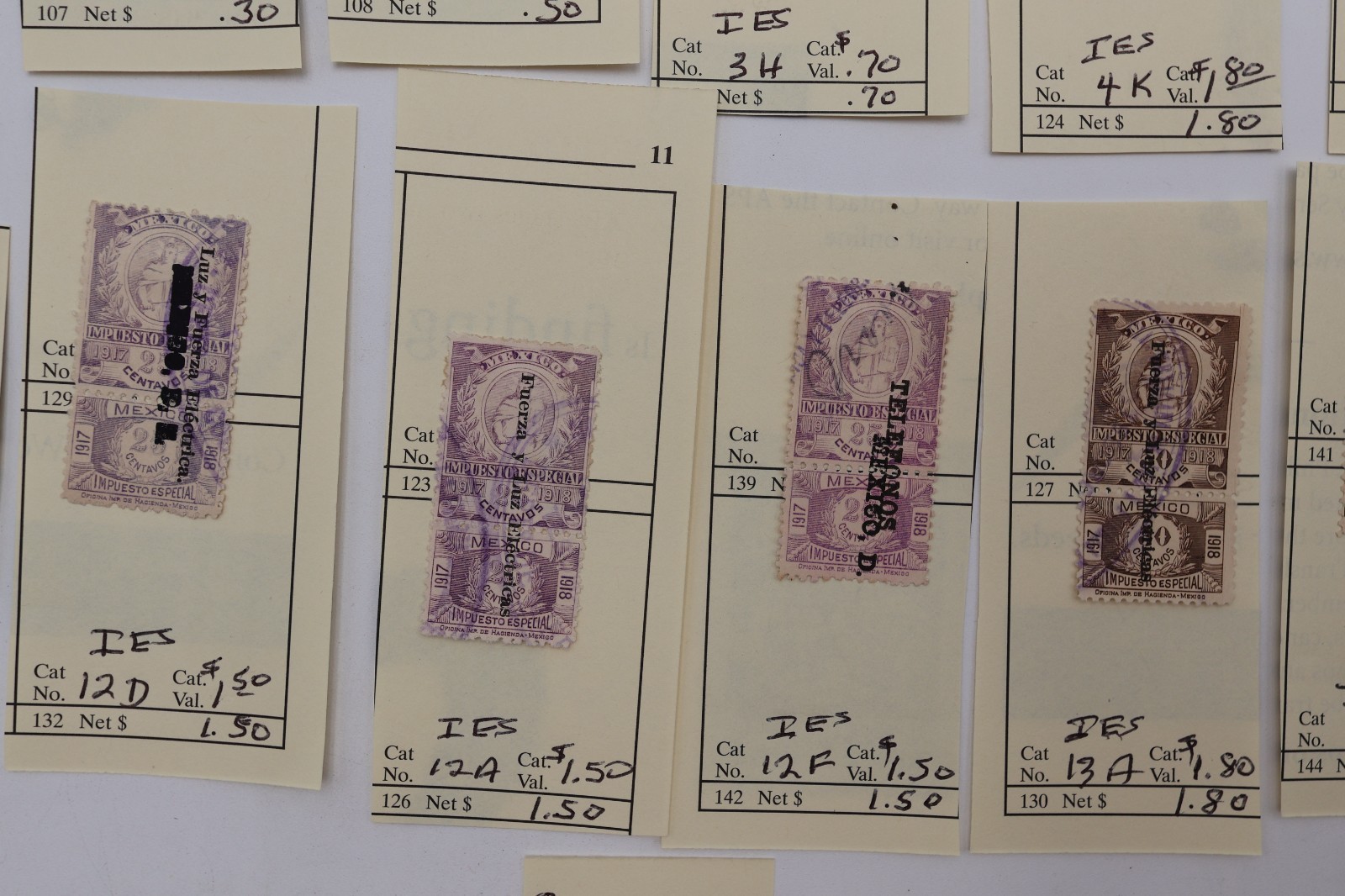 MEXICO REVENUE PAGE LOT ALL DIFFERENT IES1 IES45 WITH TALON IMPUESTO ESPECIAL