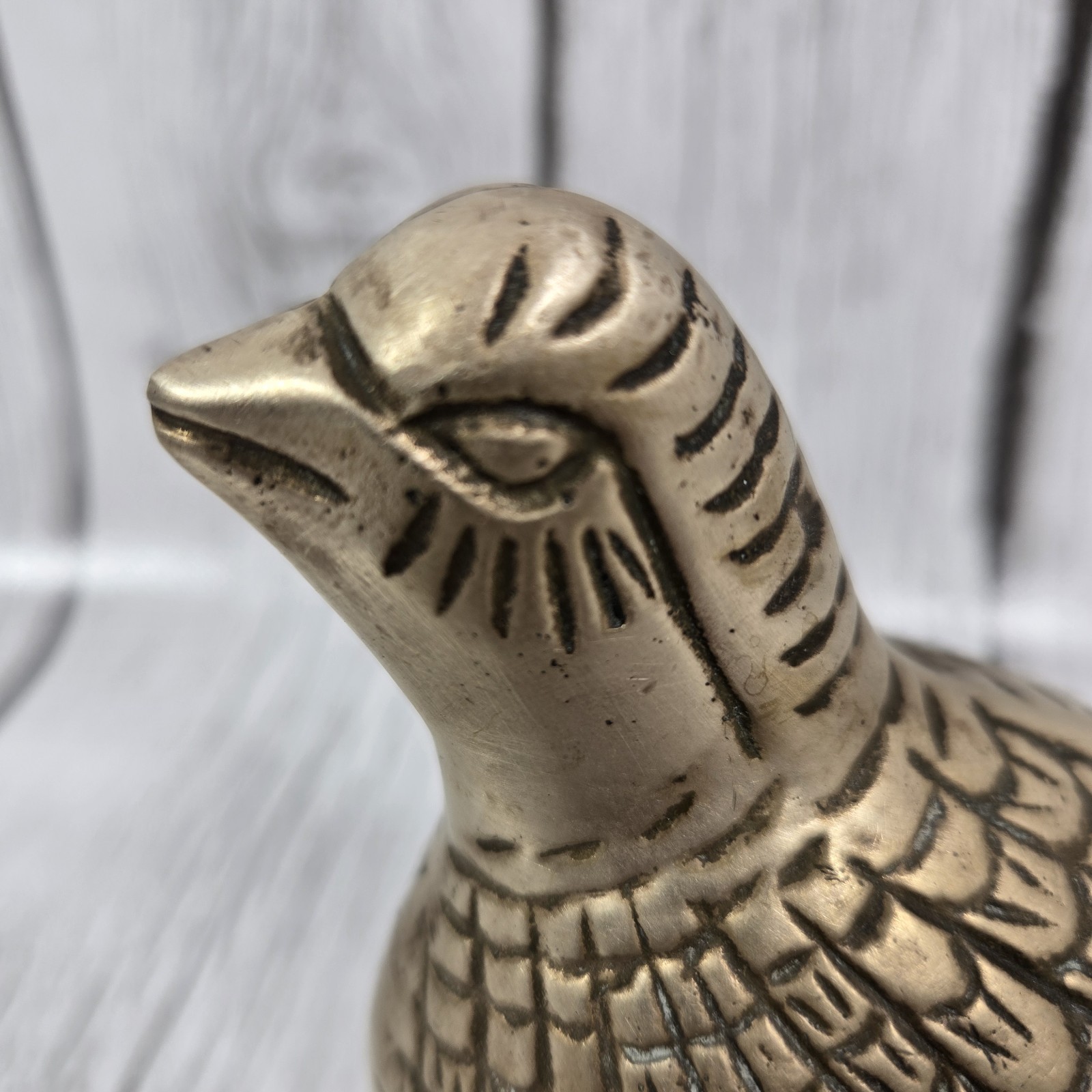 Vintage Brass Bird Figurine Partridge Quail Sitting Mid Century Modern MCM 4.5"