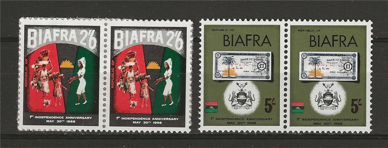 Biafra 1968 Sc #19 MH #20 MNH Biafran independence Nigeria 2 pairs