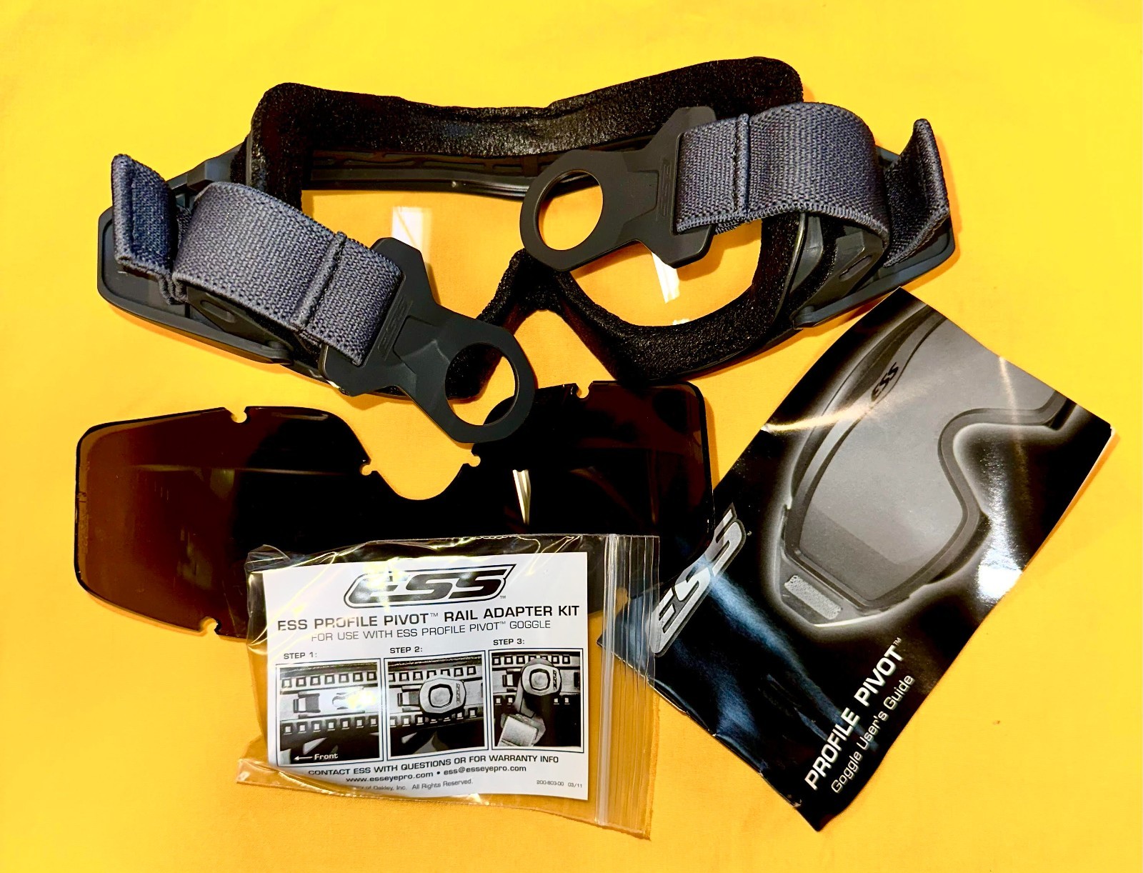 ESS Profile NVG Ballistic Goggles Black Replacement Frame & Clear Lens & Sun Len