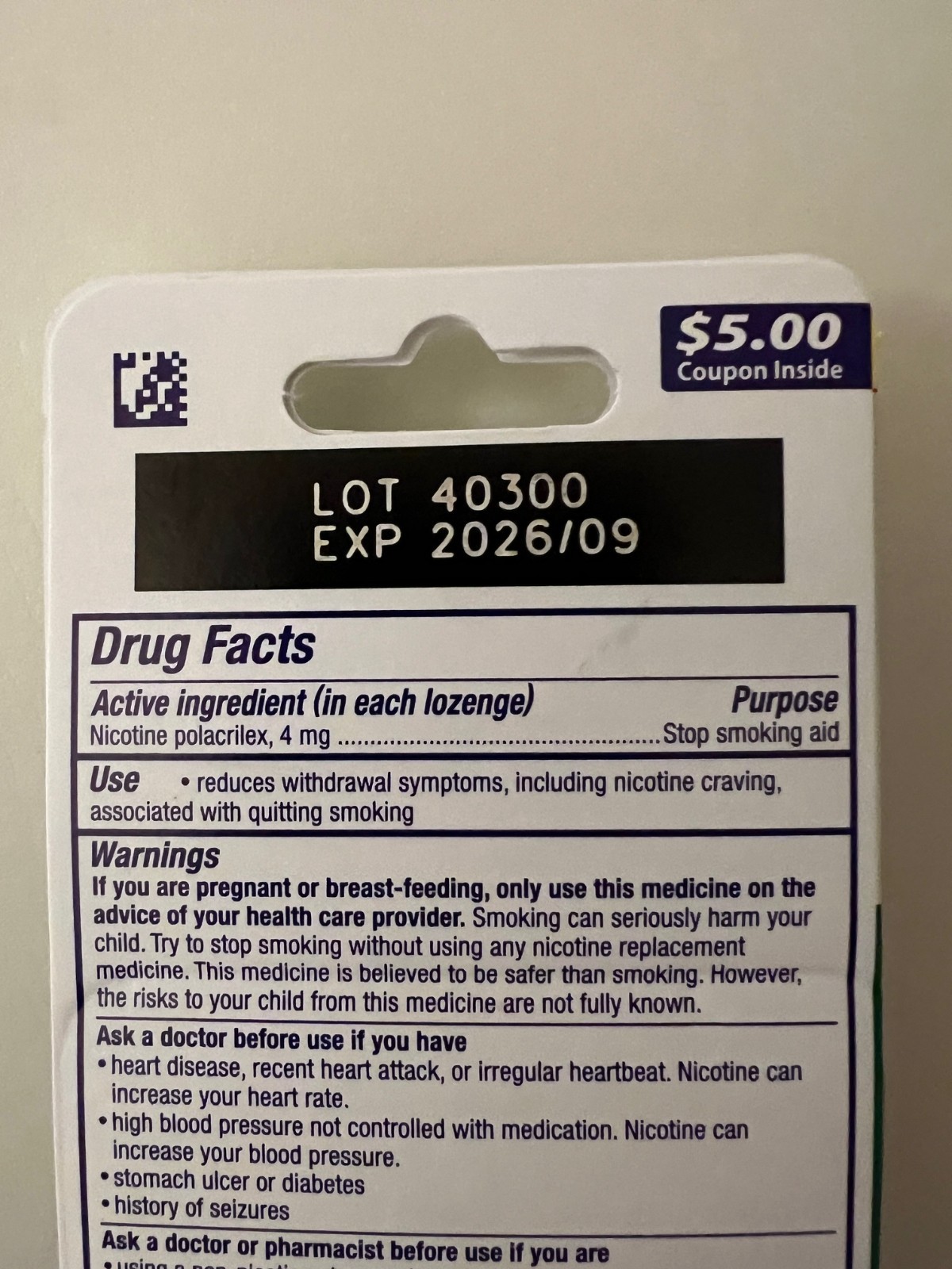 Lot of 3 - Nicorette 4mg Mini Mint Lozenges 20ct Stop Smoking Aid [EXP 09/2026]