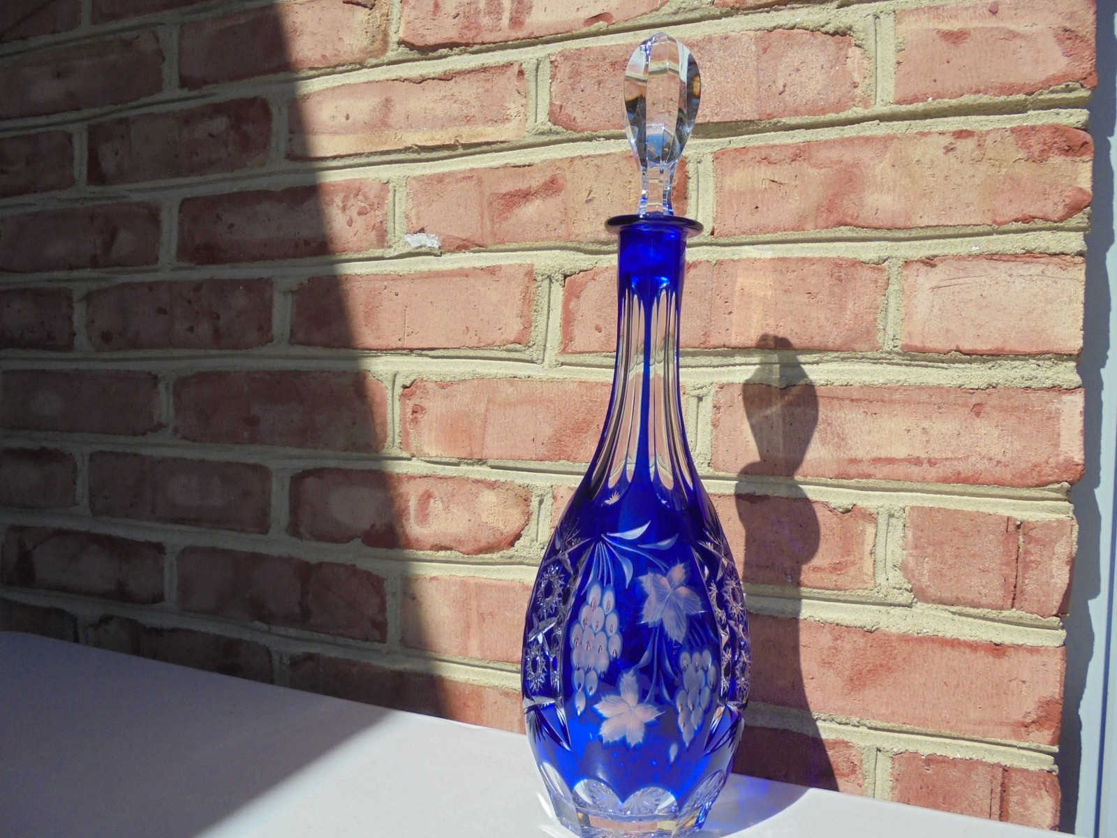 Nachtmann Traube Cobalt Blue Cut to Clear Lg Decanter 15" Excellent