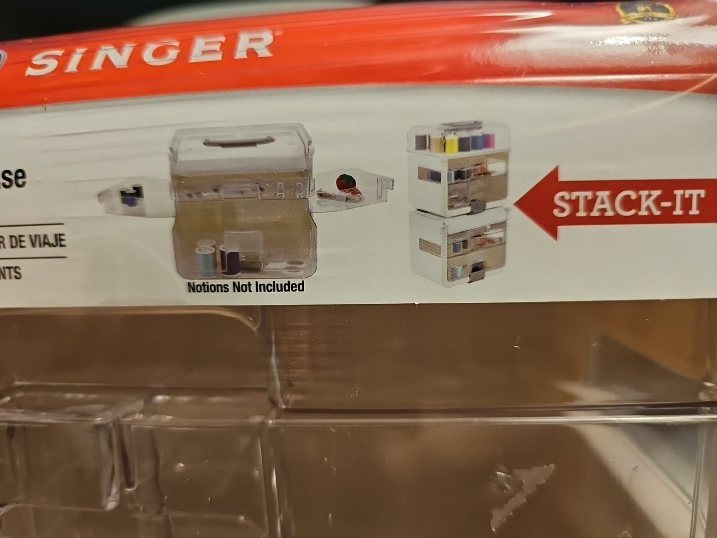 NEW SINGER Sew-It-Goes STACKABLE STORAGE CASE CLEAR WHITE SEWING QUILT FREE SHIP