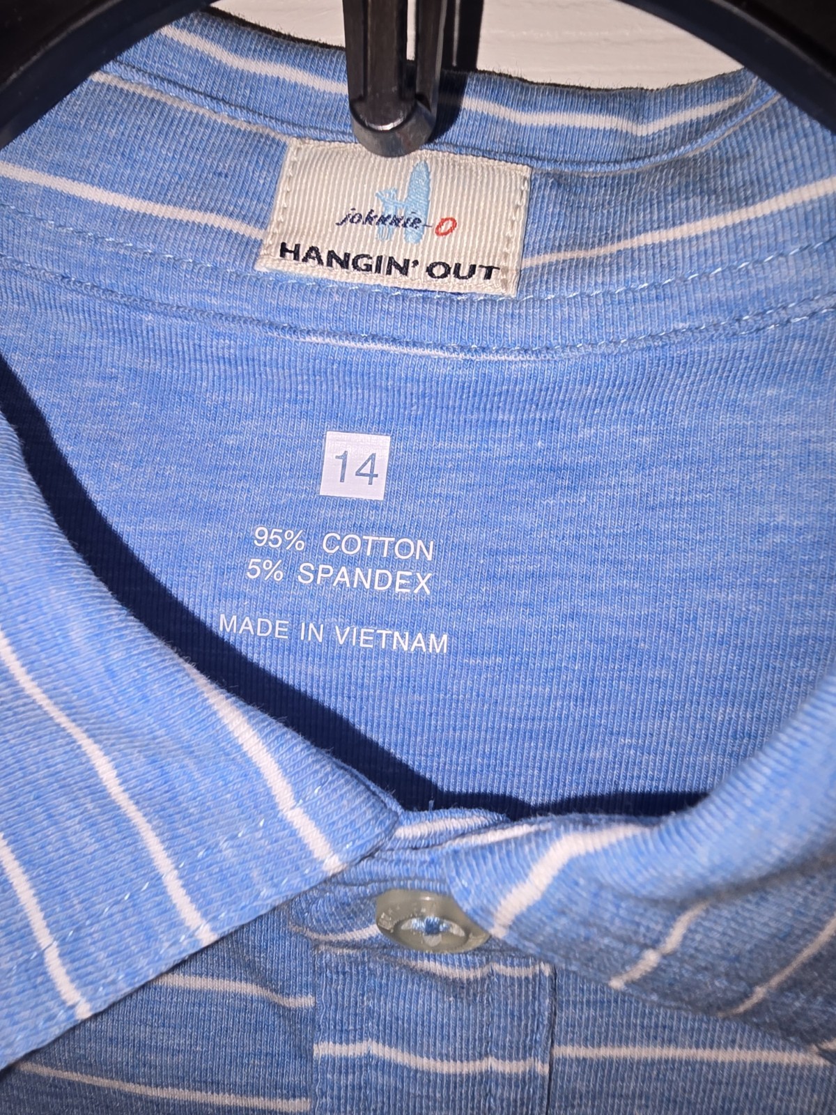 NWT Johnnie-O Hangin' Out Polo Neese Striped Bondi Blue Kids Size Shirts