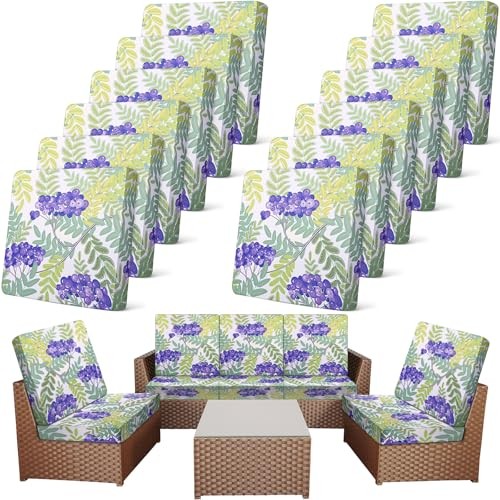 12 Pcs Patio Cushion Covers Outdoor Stretch Sofa Couch Colorful Fruits Leaf