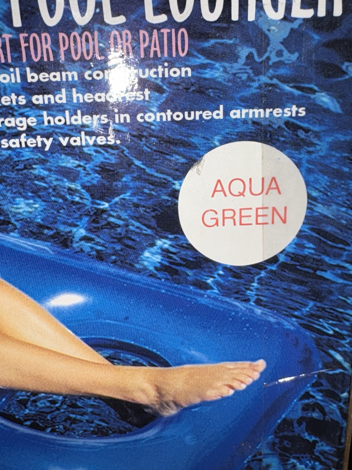 NOS Poolmaster French Style Classic Pool Lounger 66"x31" Aqua Green 1998 Sealed