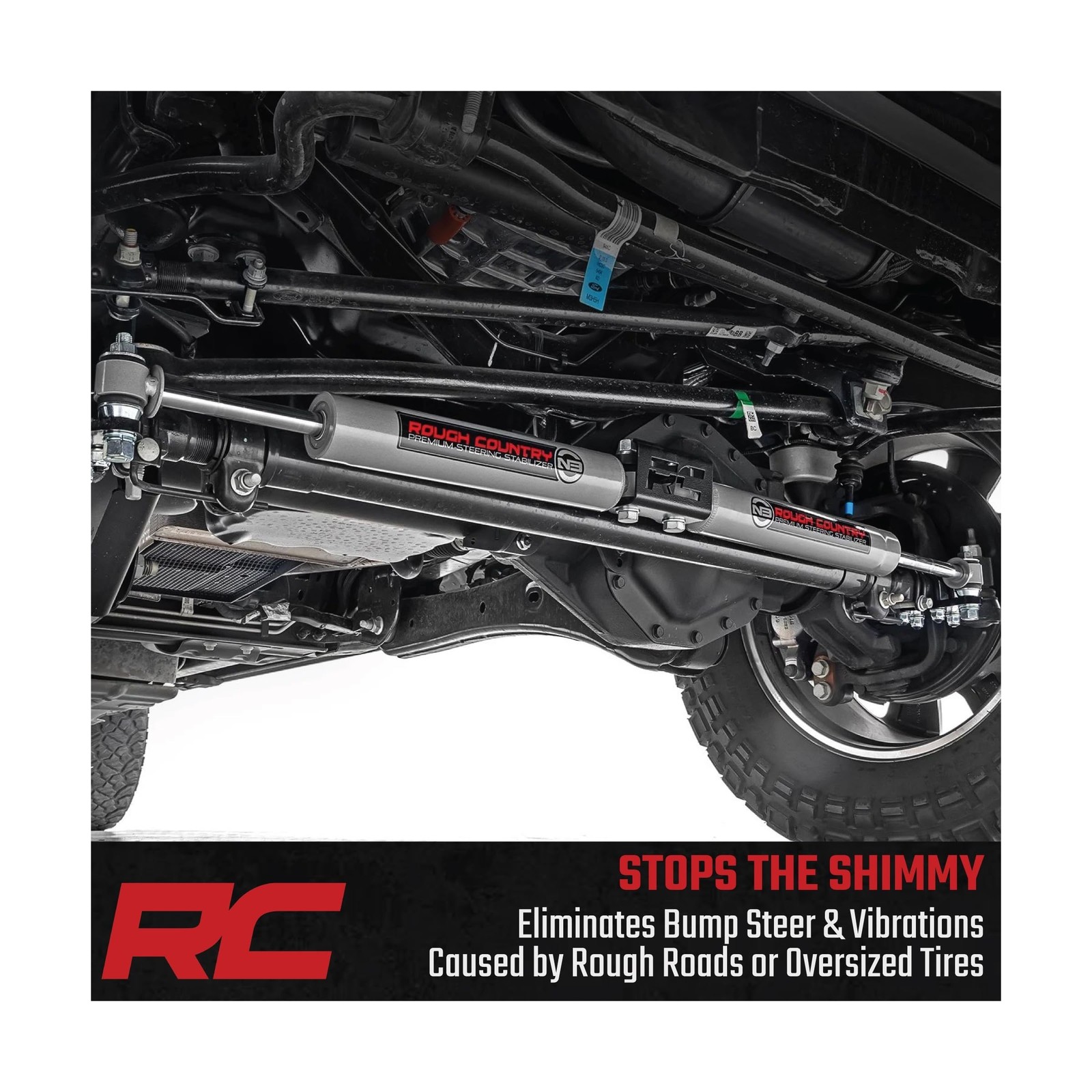 Rough Country N3 Dual Steering Stabilizer for 07-18 Jeep Wrangler JK - 8734930