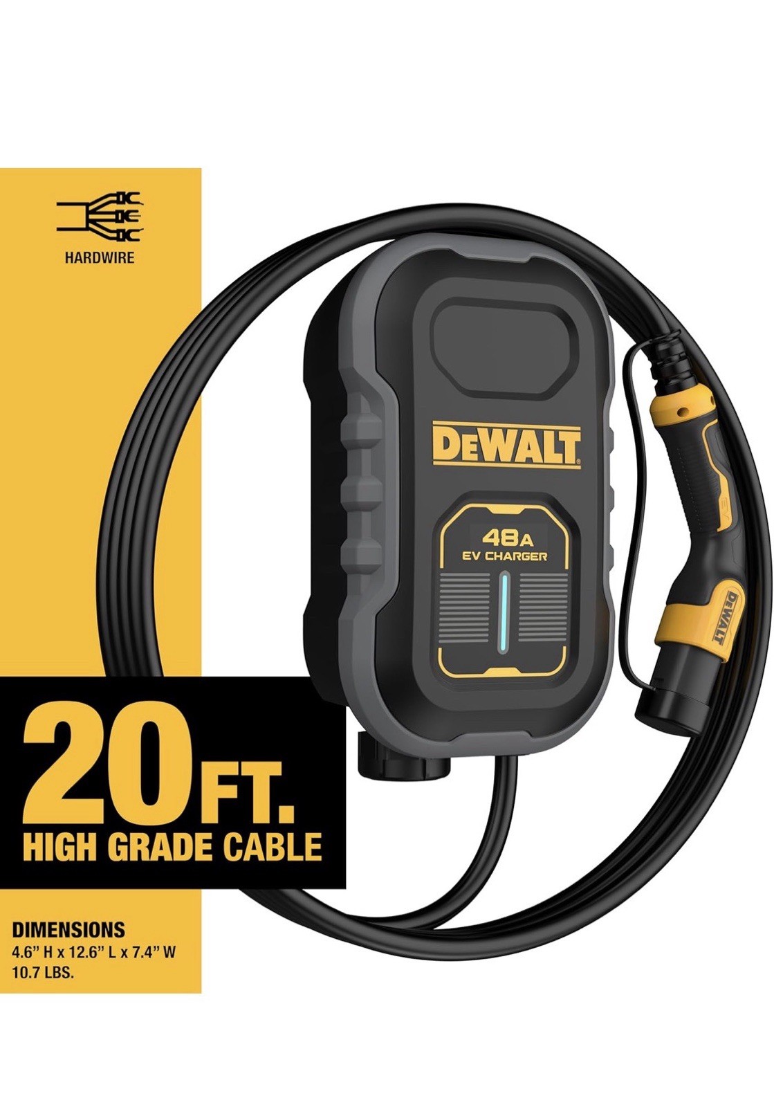 DEWALT 48A L2 Compact TESLA EV Charger 48A 240V 20FT HARDWIRED DXPAEV048CP-TL