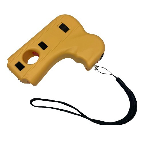 DEFENDER 10 MV Rechargeable Pistol Grip STUN GUN w/ LED Light & Holster YELLOW